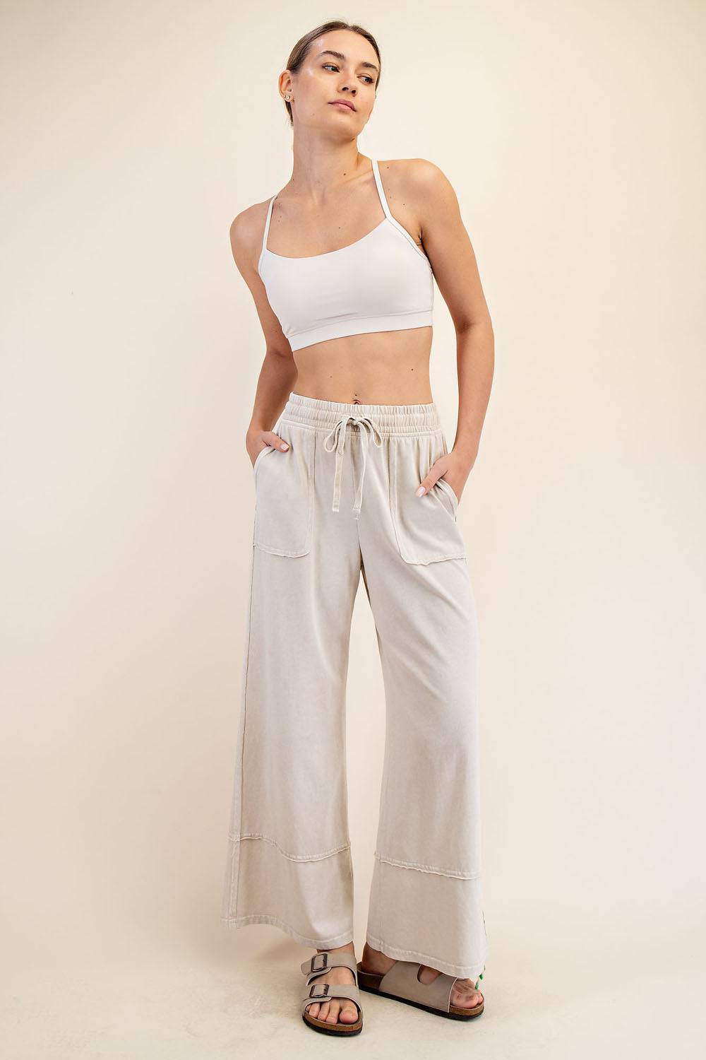 Cotton Poly Cropped Wide Pant - Hype Up