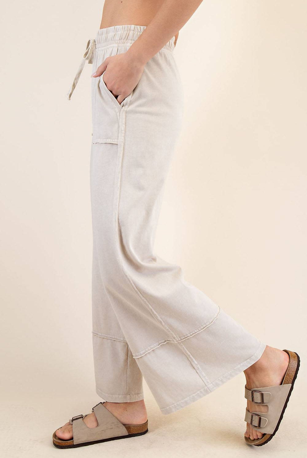 Cotton Poly Cropped Wide Pant - Hype Up