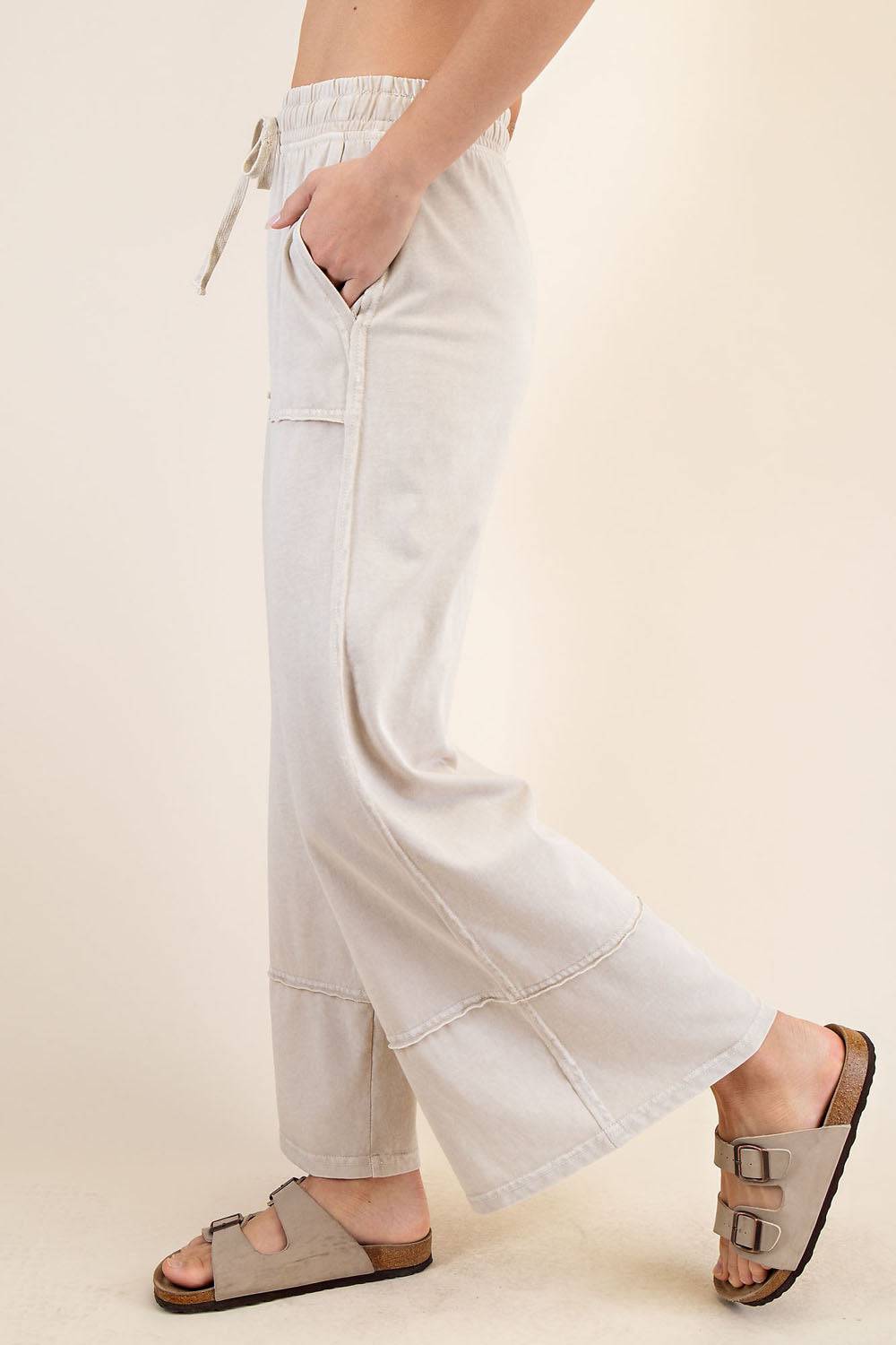 Cotton Poly Cropped Wide Pant - Hype Up