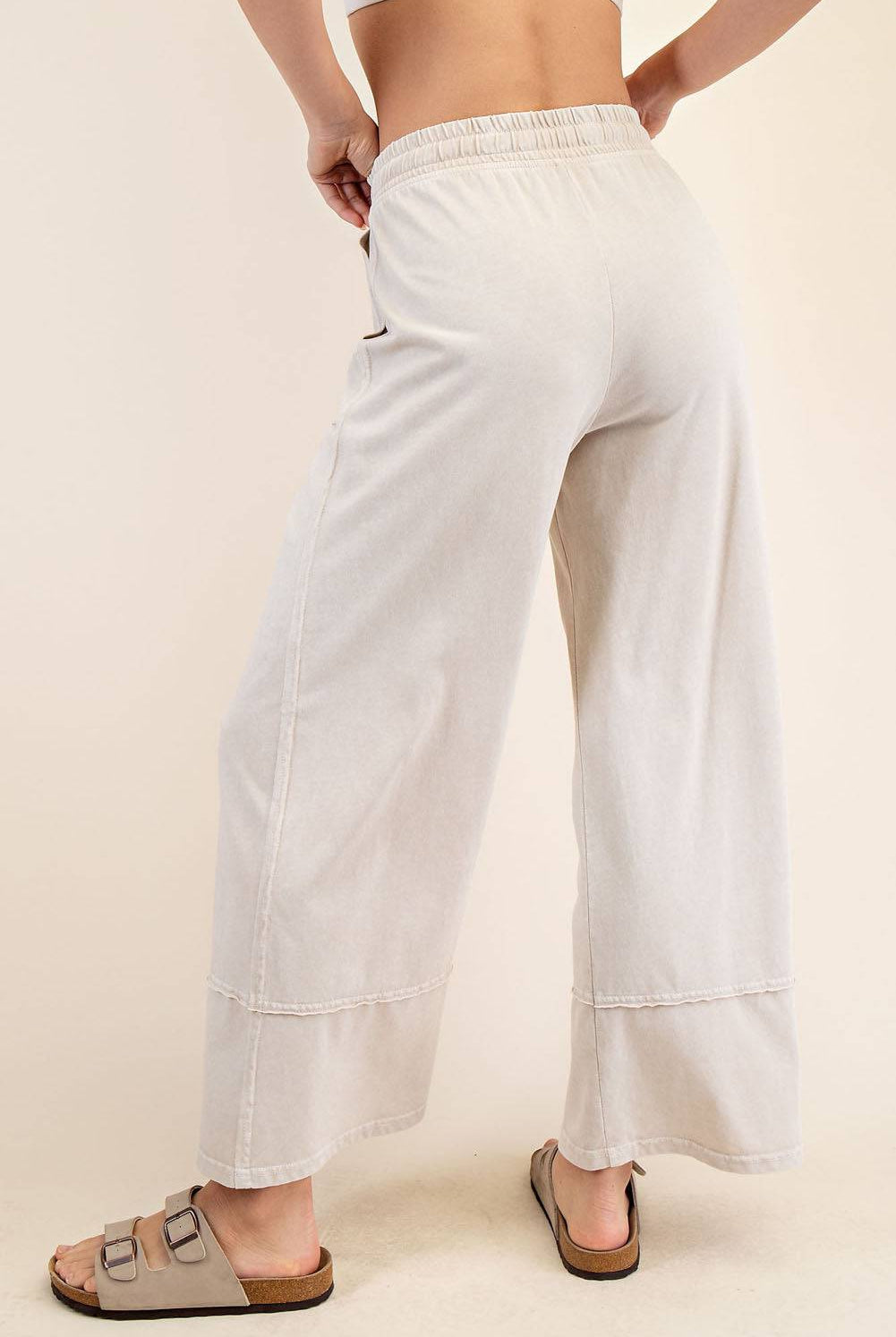 Cotton Poly Cropped Wide Pant - Hype Up