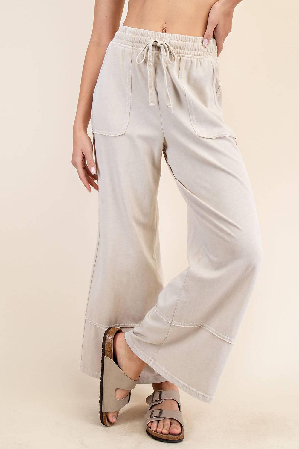 Cotton Poly Cropped Wide Pant - Hype Up