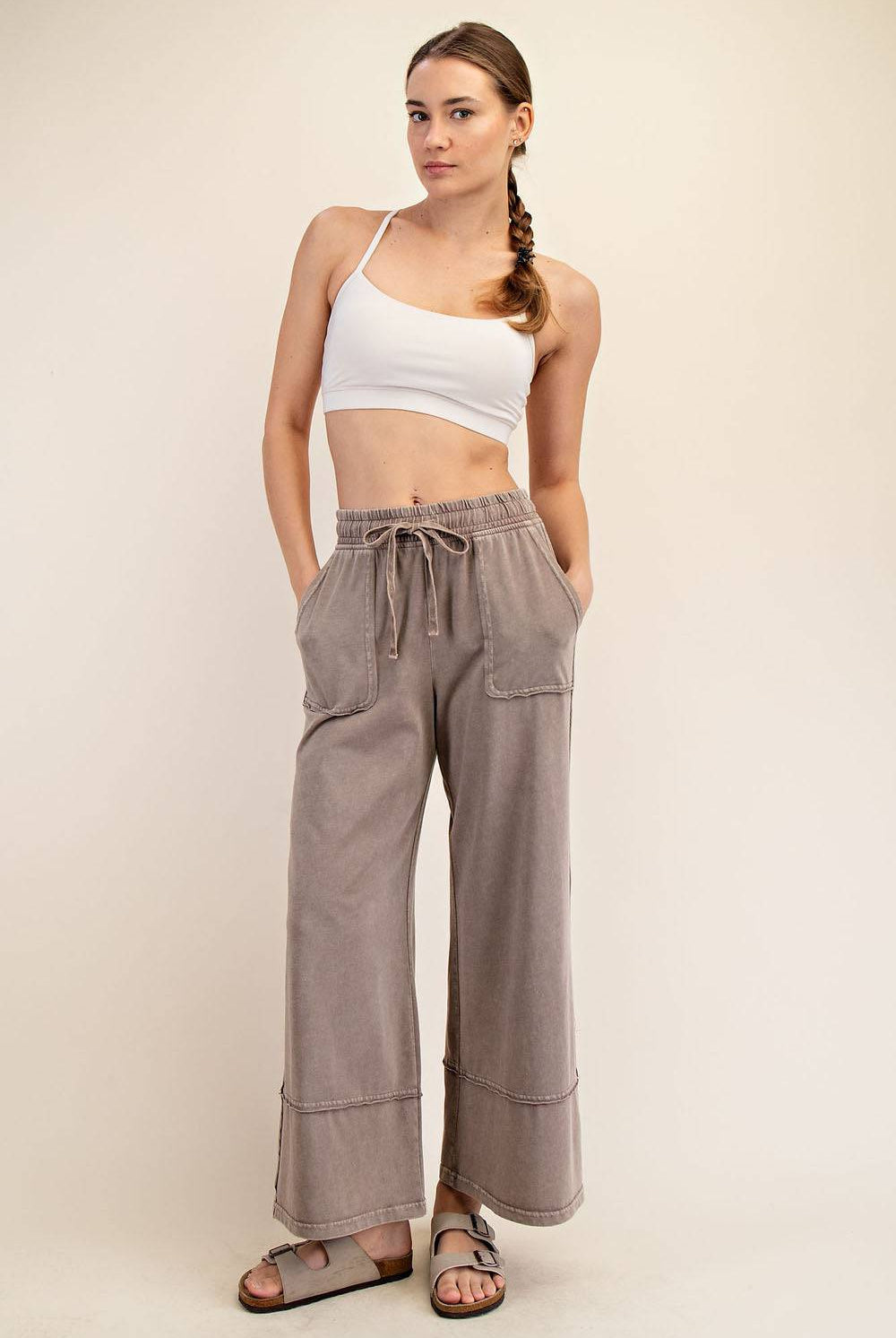 Cotton Poly Cropped Wide Pant - Hype Up