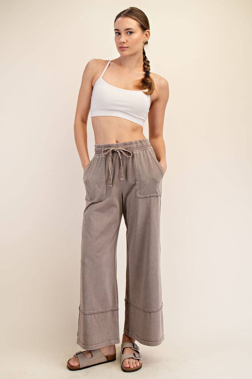 Cotton Poly Cropped Wide Pant - Hype Up