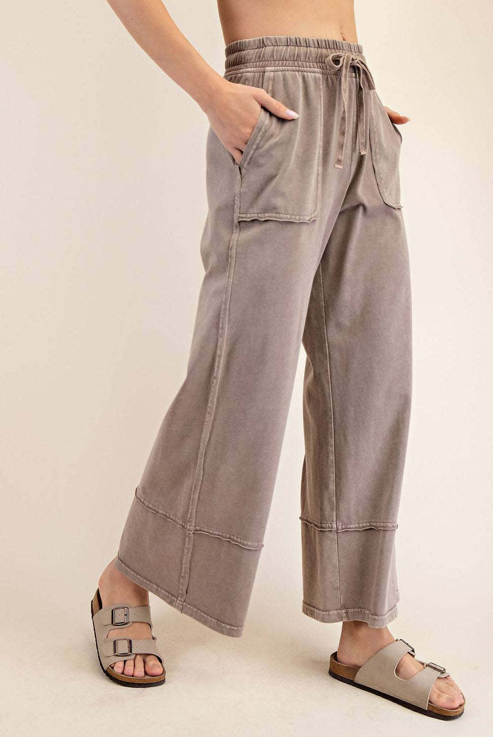 Cotton Poly Cropped Wide Pant - Hype Up