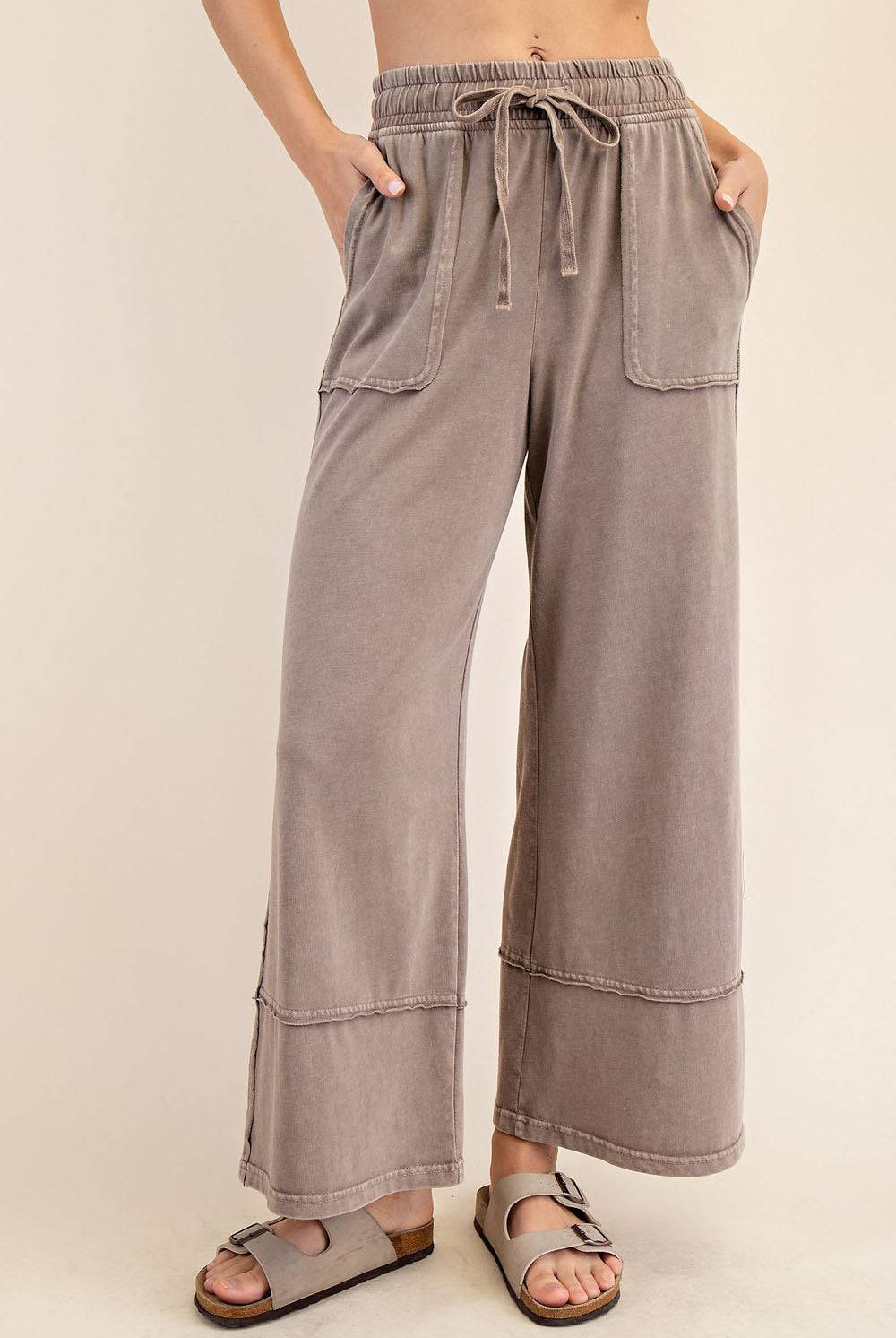 Cotton Poly Cropped Wide Pant - Hype Up