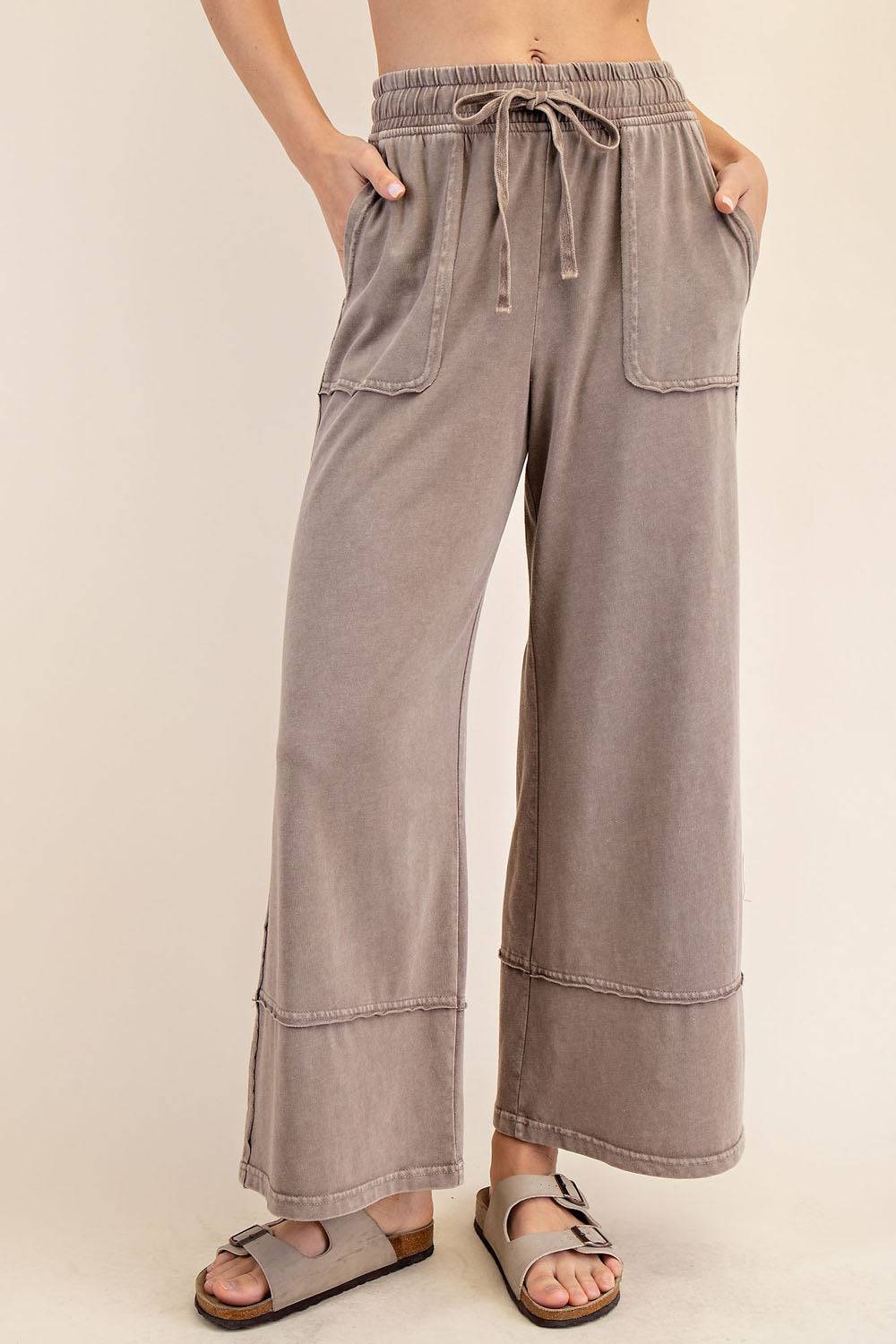 Cotton Poly Cropped Wide Pant - Hype Up