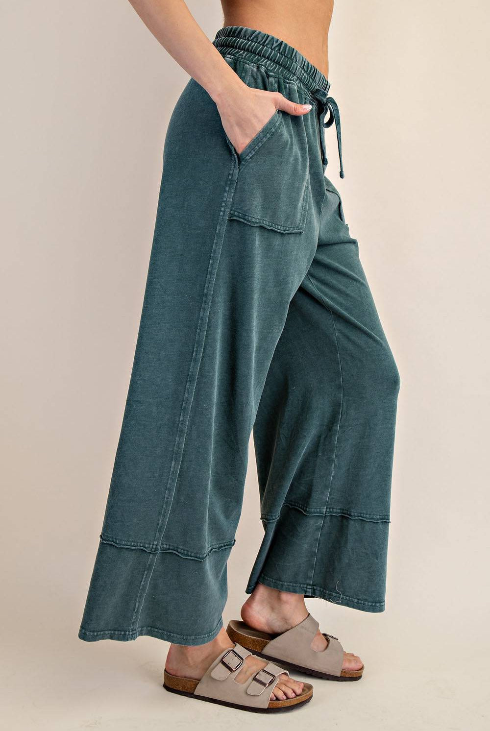 Cotton Poly Cropped Wide Pant - Hype Up