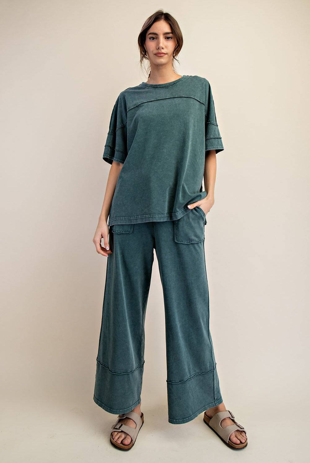 Cotton Poly Cropped Wide Pant - Hype Up