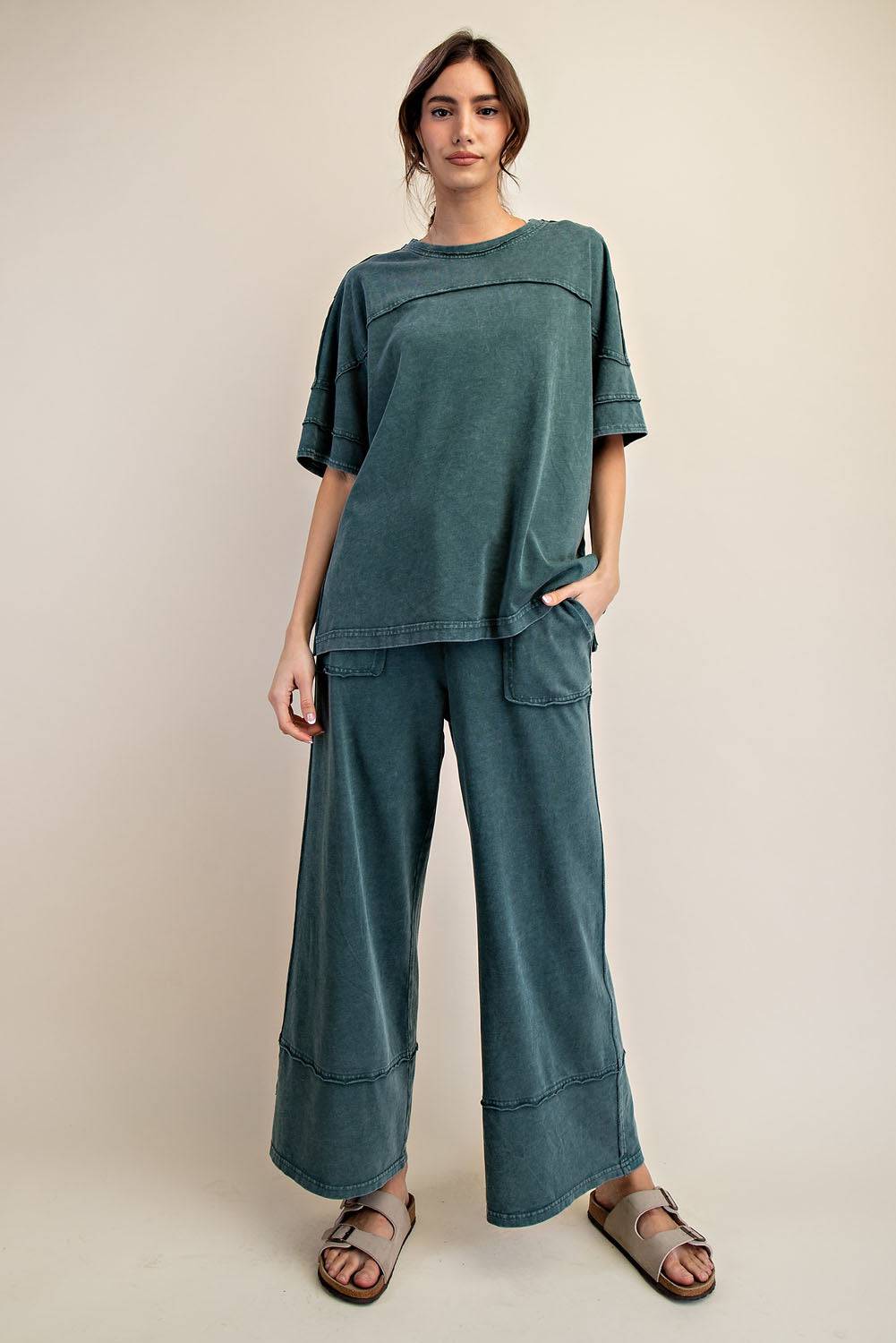 Cotton Poly Cropped Wide Pant - Hype Up