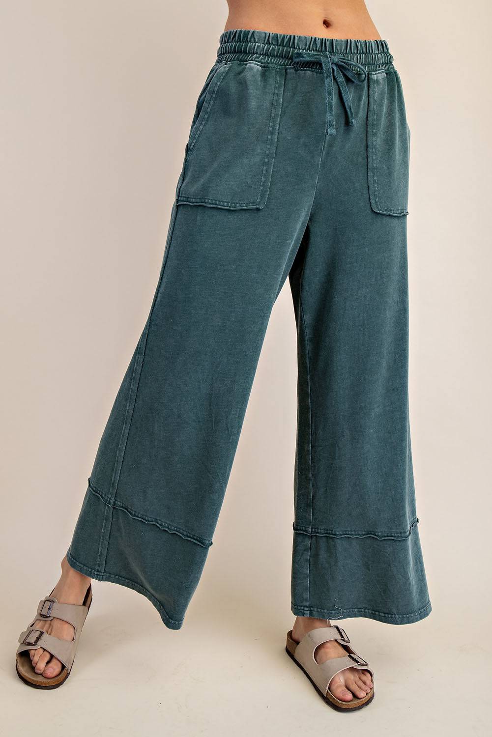 Cotton Poly Cropped Wide Pant - Hype Up