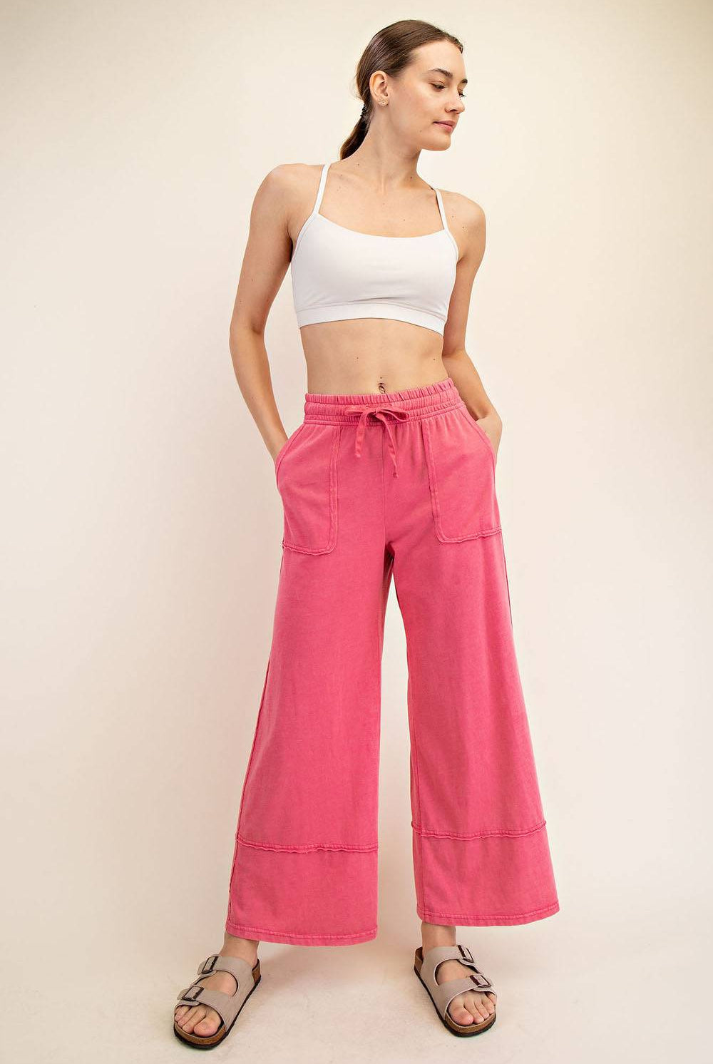 Cotton Poly Cropped Wide Pant - Hype Up