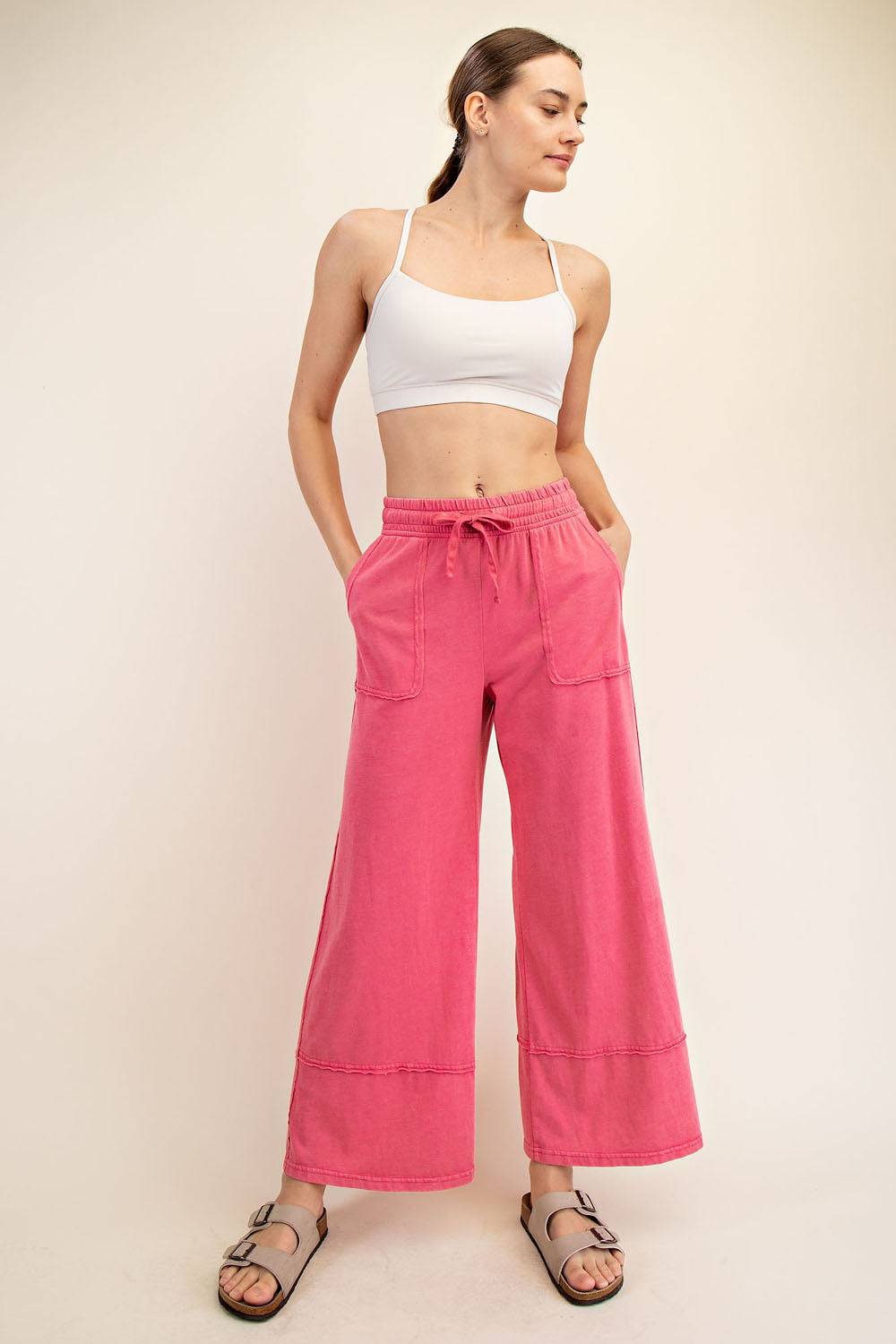 Cotton Poly Cropped Wide Pant - Hype Up