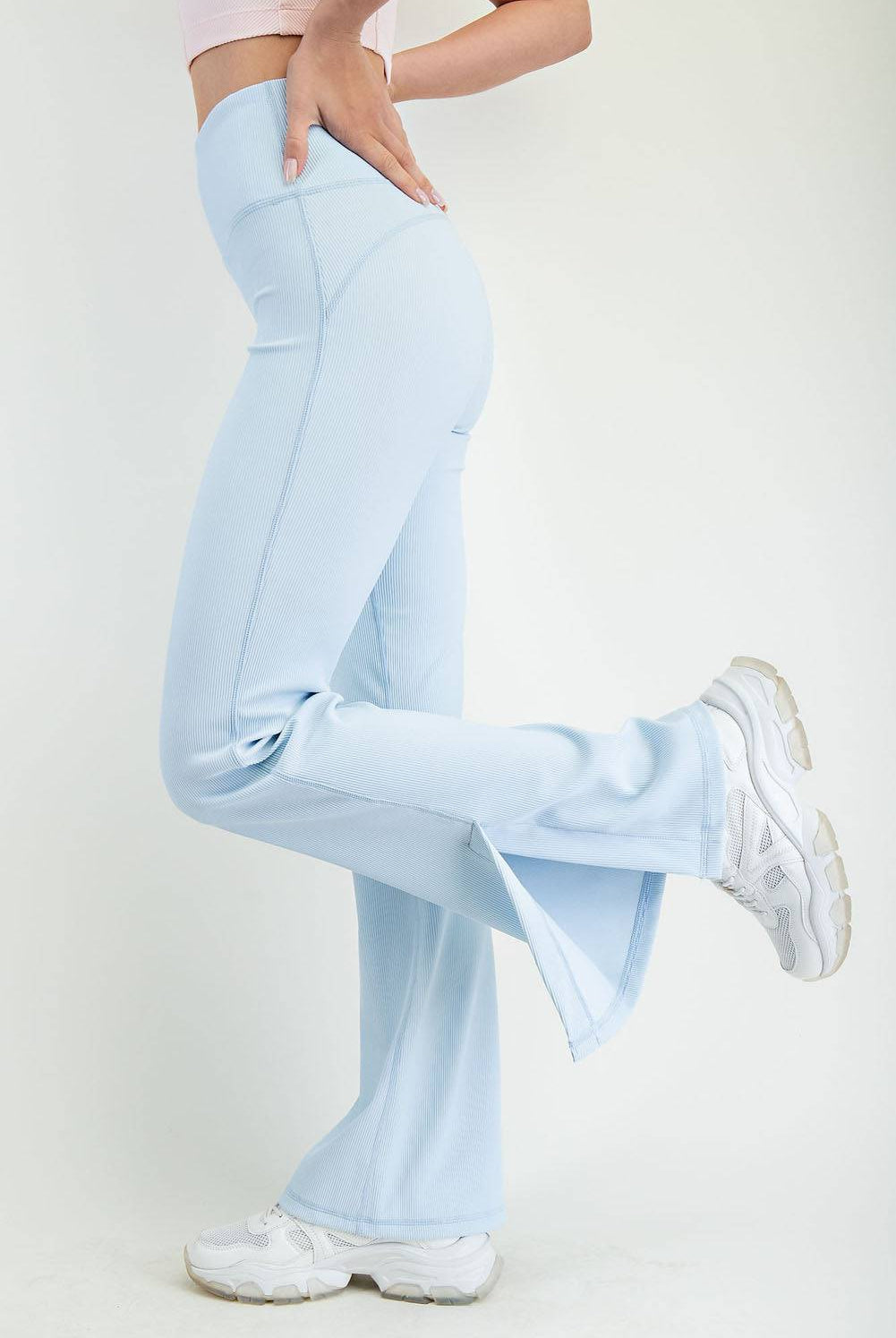 Nylon Rib Flare Leggings - Hype Up