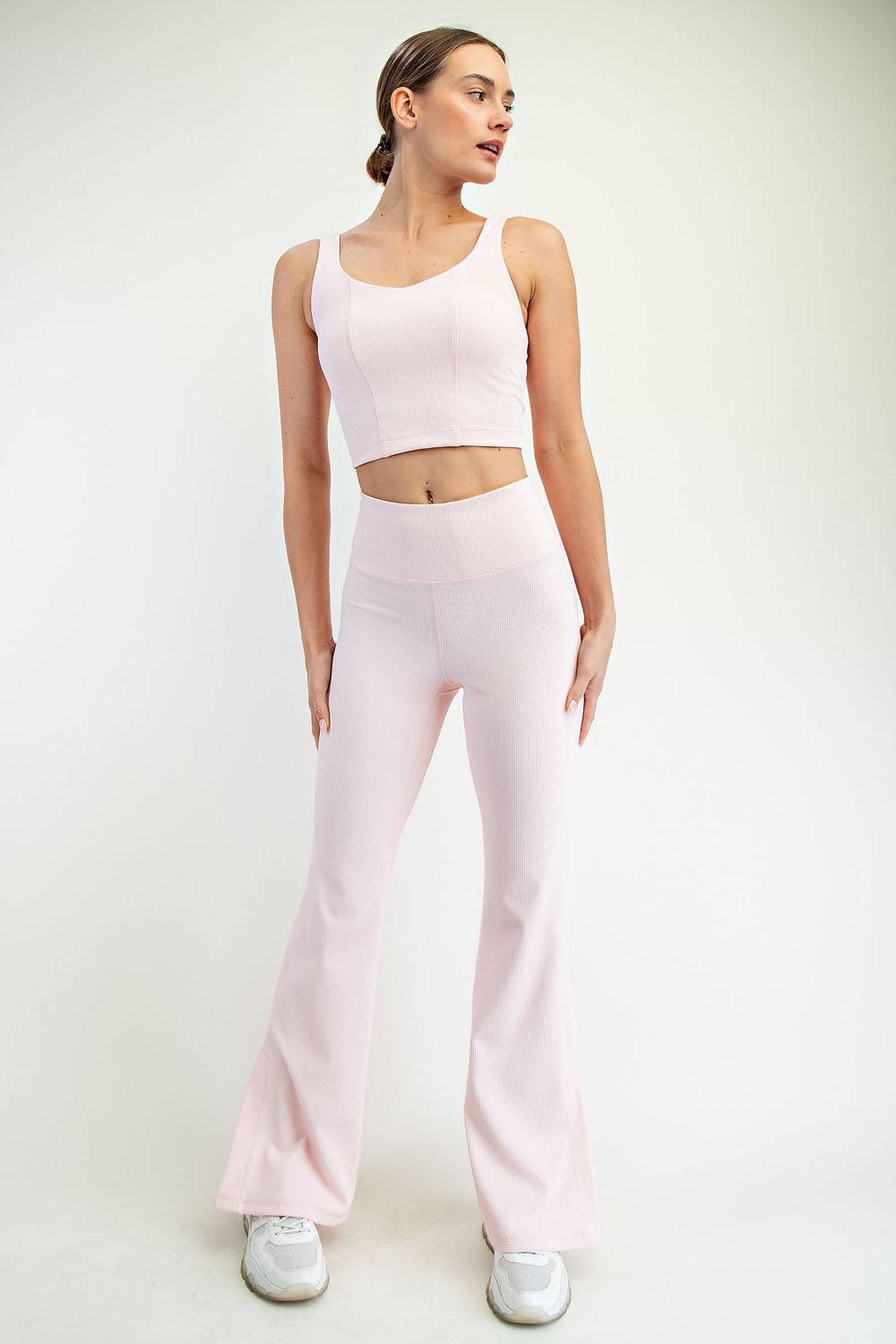 Nylon Rib Flare Leggings - Hype Up