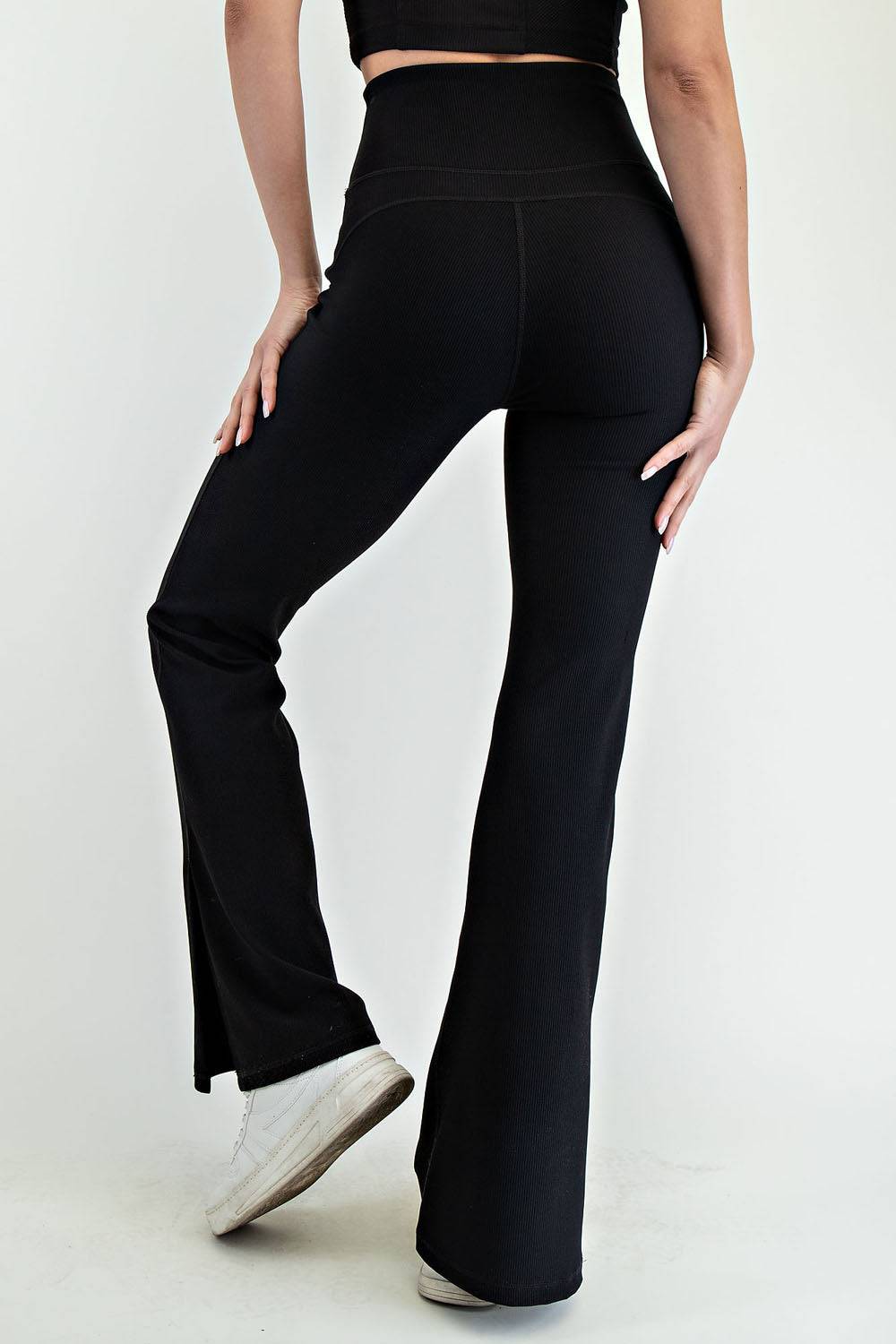 Nylon Rib Flare Leggings - Hype Up