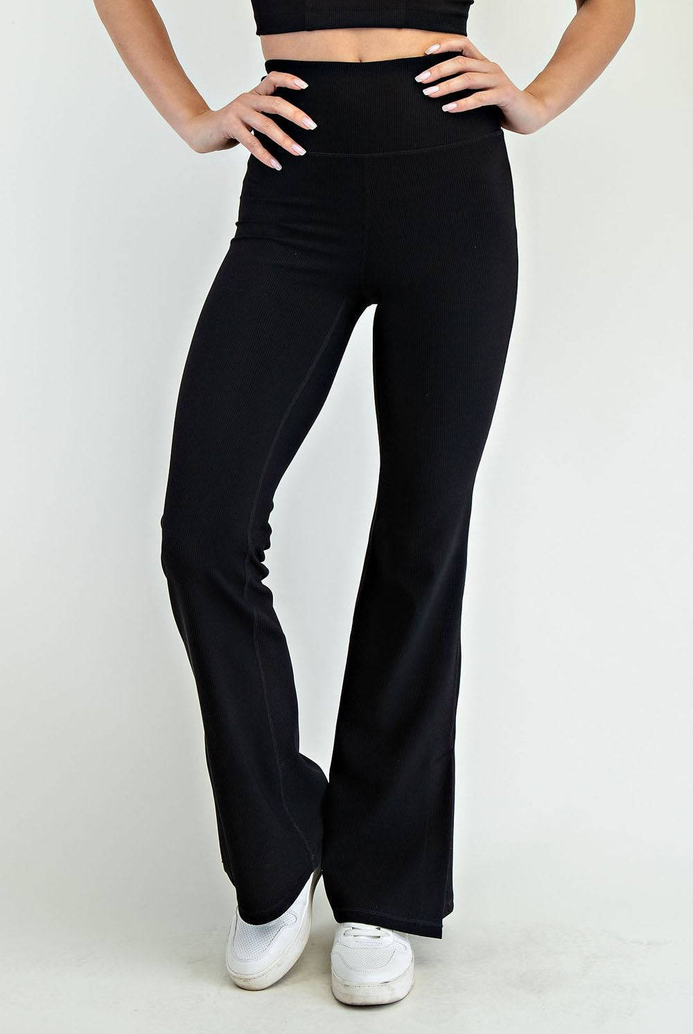 Nylon Rib Flare Leggings - Hype Up