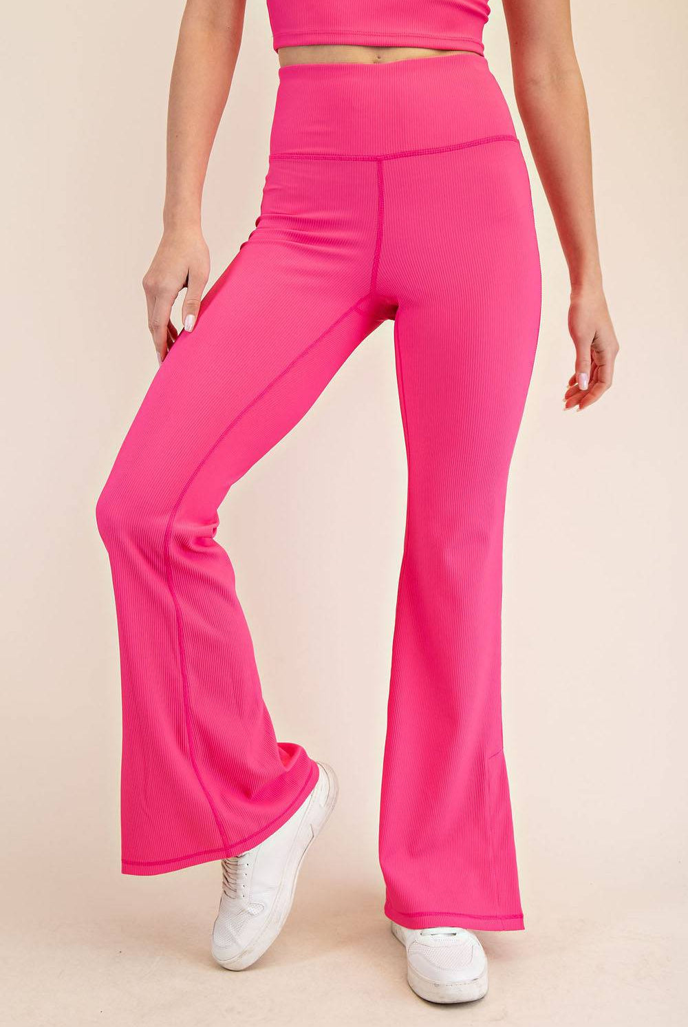 Nylon Rib Flare Leggings - Hype Up