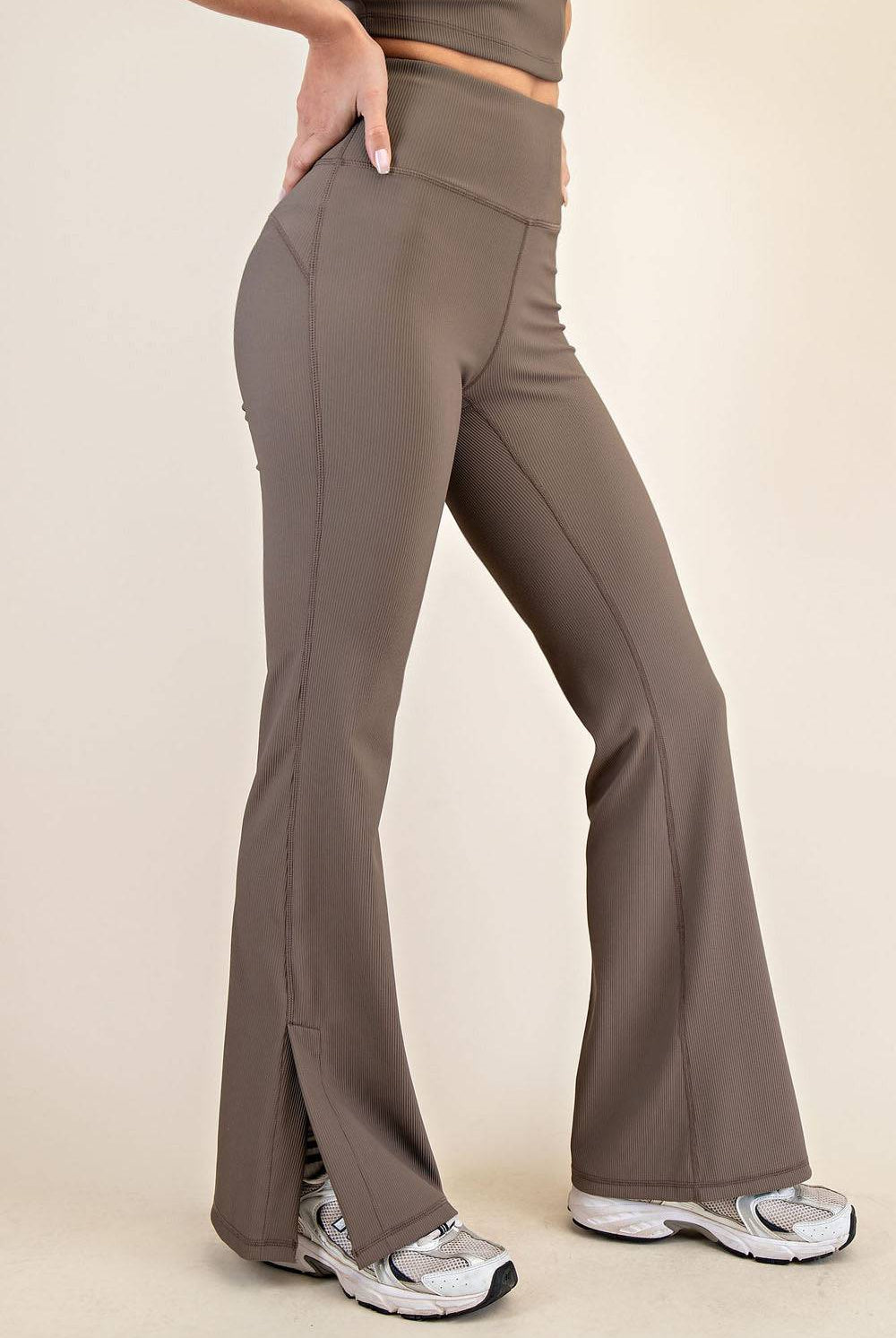 Nylon Rib Flare Leggings - Hype Up