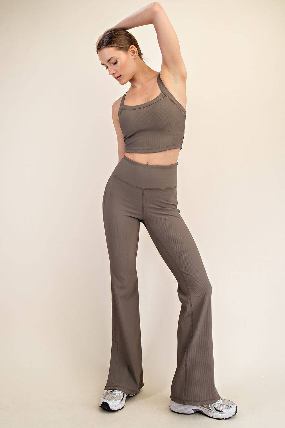 Nylon Rib Flare Leggings - Hype Up