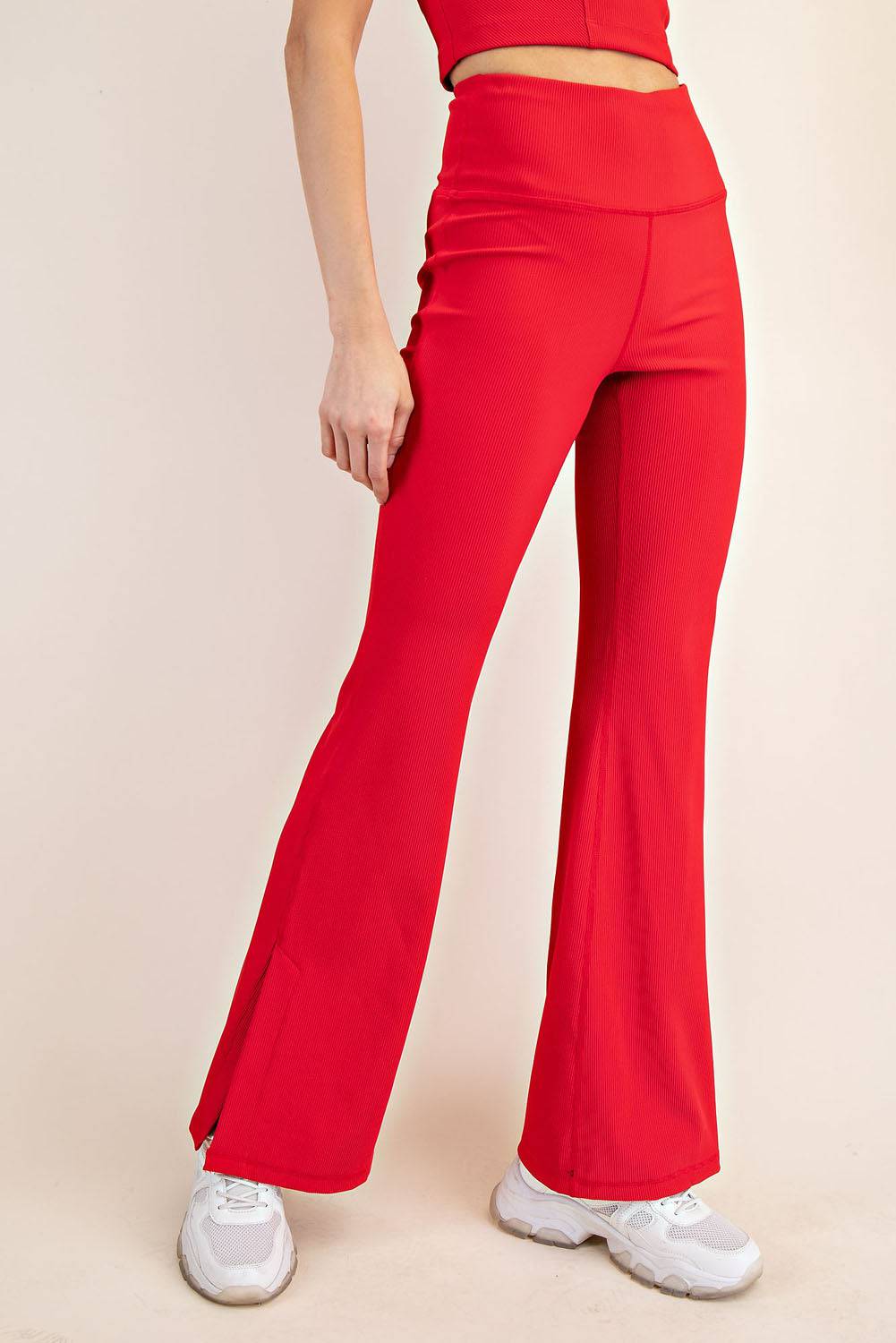 Nylon Rib Flare Leggings - Hype Up