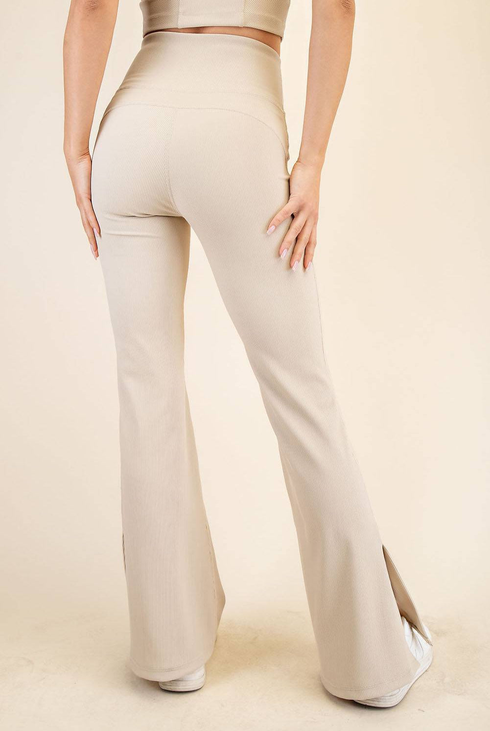 Nylon Rib Flare Leggings - Hype Up