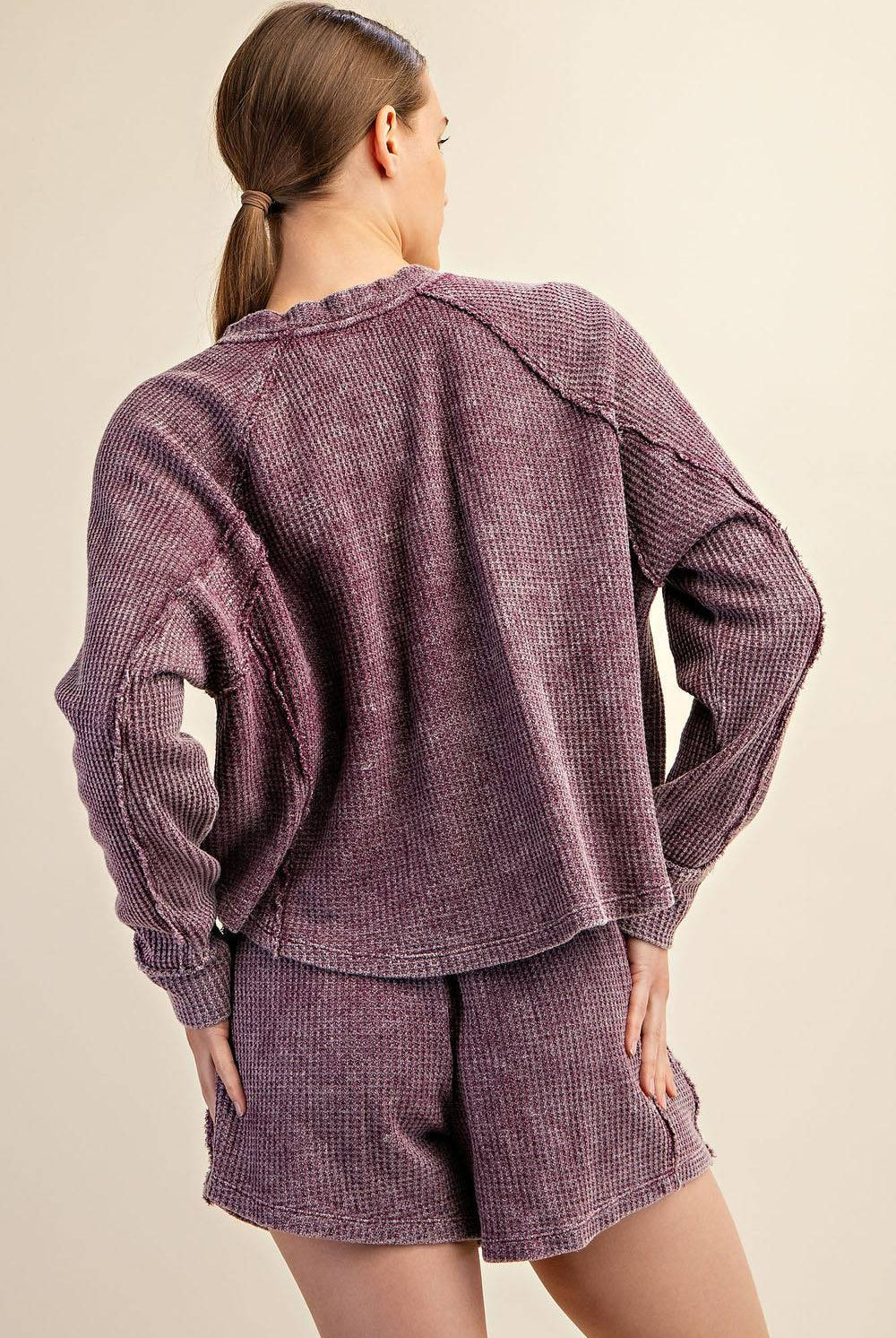 Mineral Washed Waffle Short Set - Hype Up