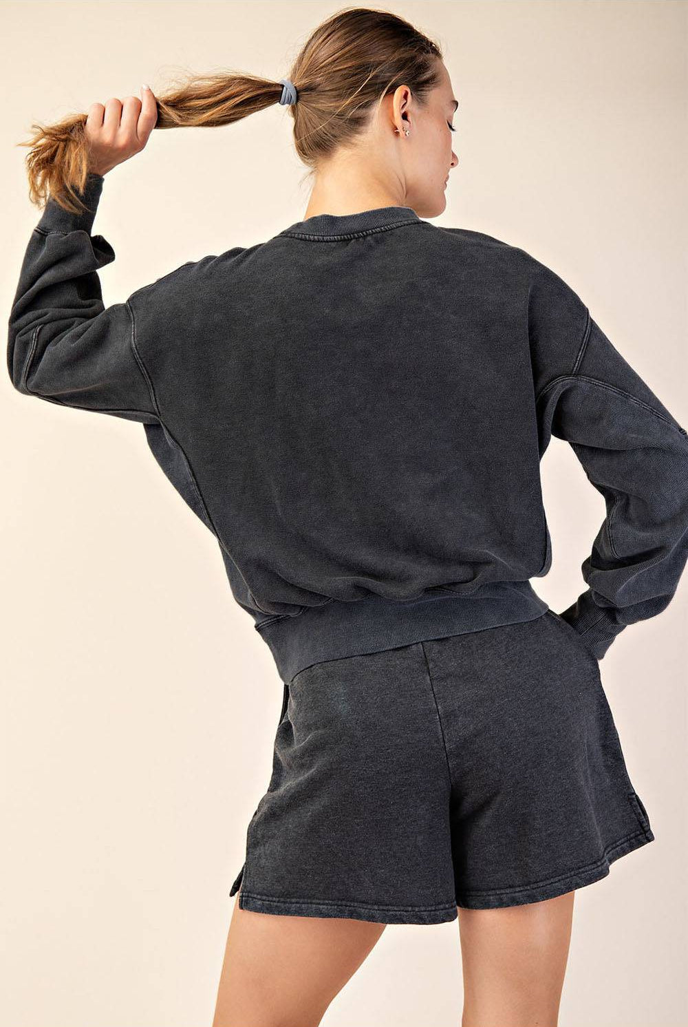 Mineral Washed French Terry Short Set - Hype Up