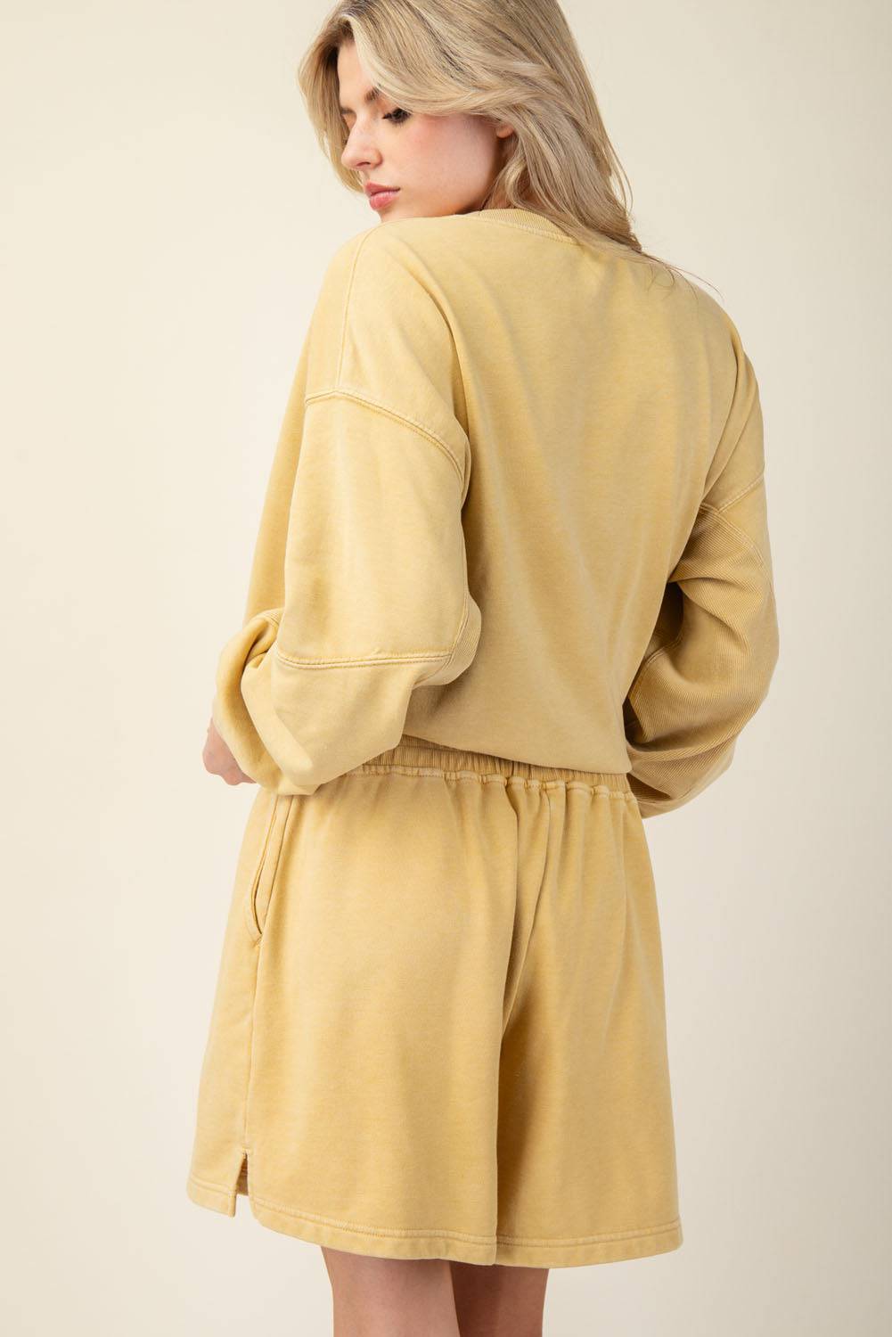 Mineral Washed French Terry Short Set - Hype Up