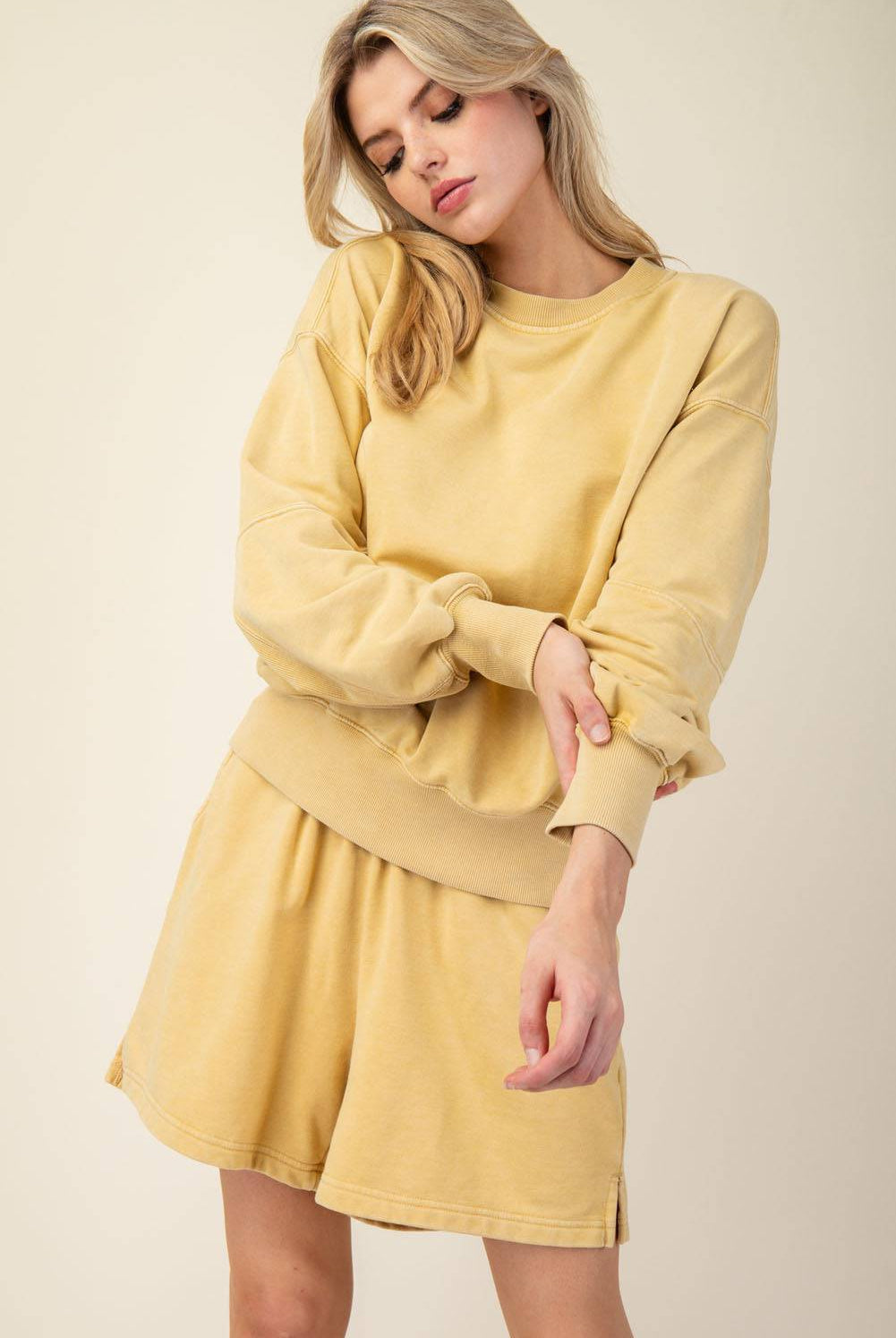 Mineral Washed French Terry Short Set - Hype Up