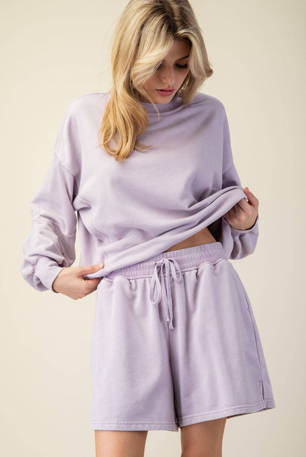 Mineral Washed French Terry Short Set - Hype Up