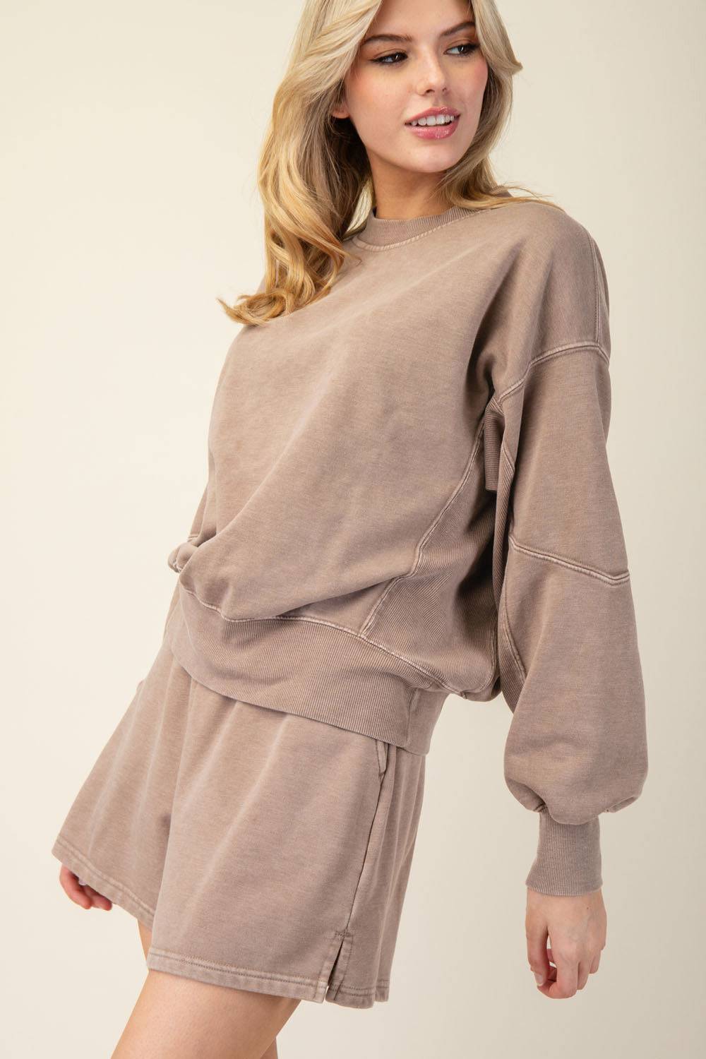 Mineral Washed French Terry Short Set - Hype Up