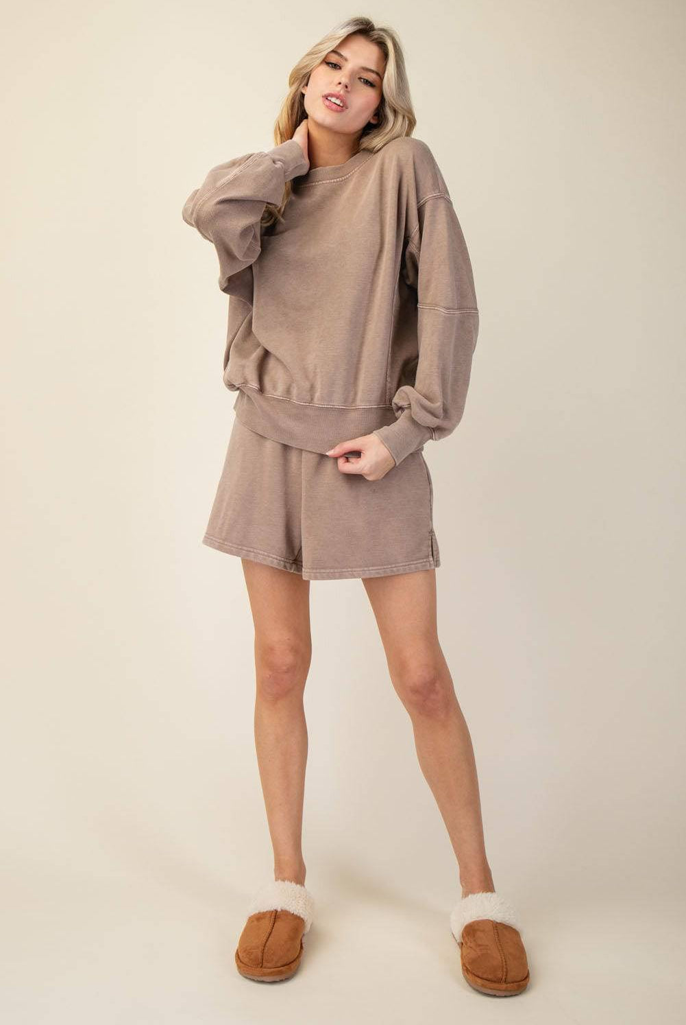 Mineral Washed French Terry Short Set - Hype Up