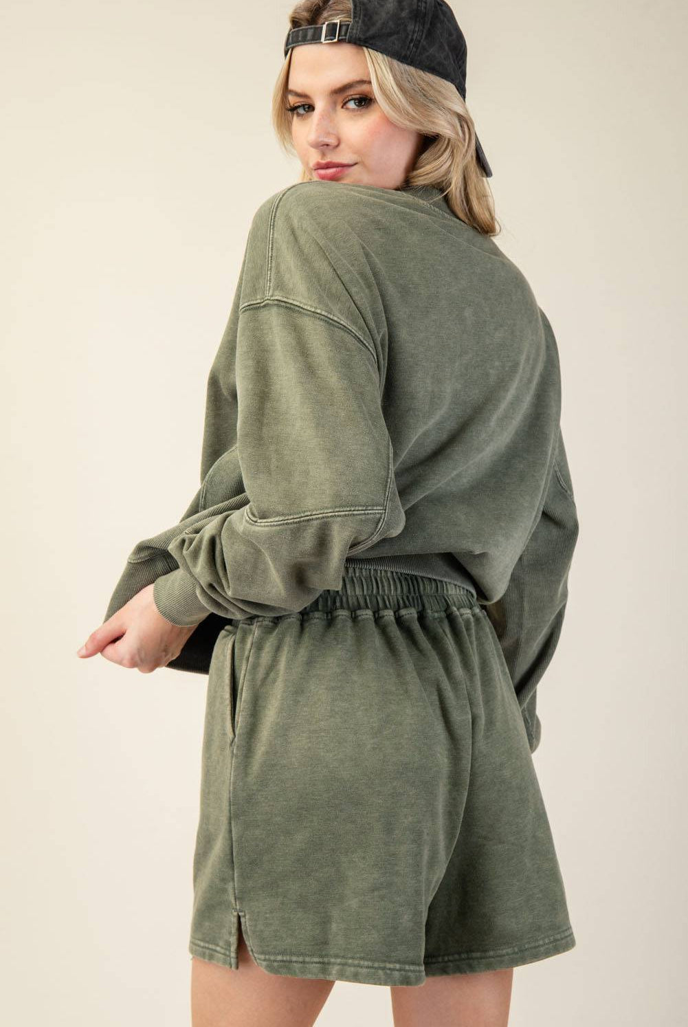 Mineral Washed French Terry Short Set - Hype Up