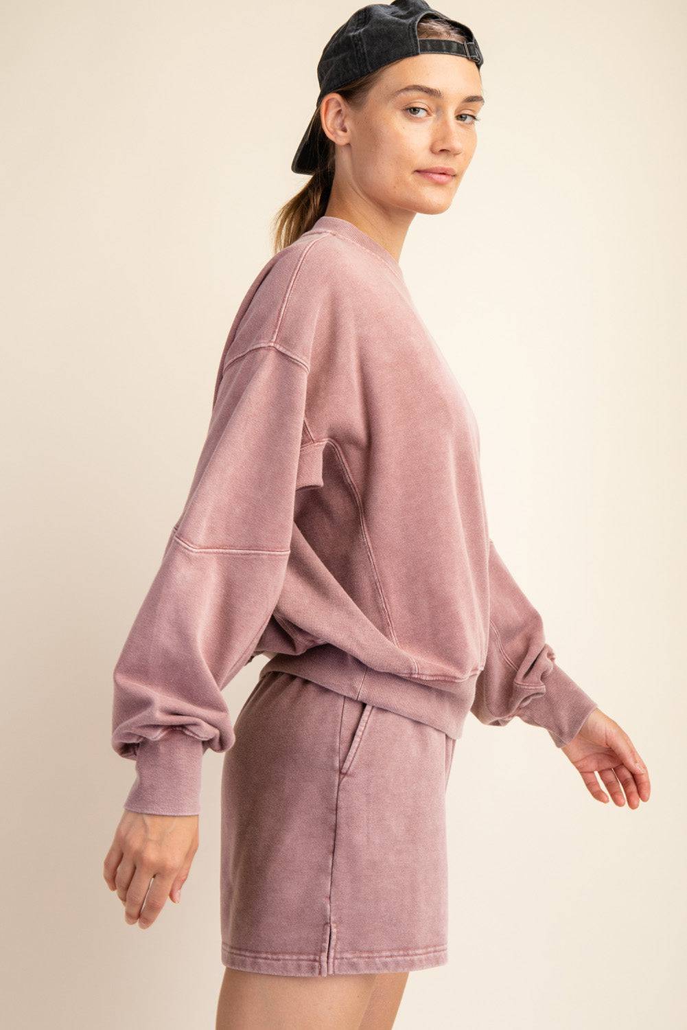 Mineral Washed French Terry Short Set - Hype Up