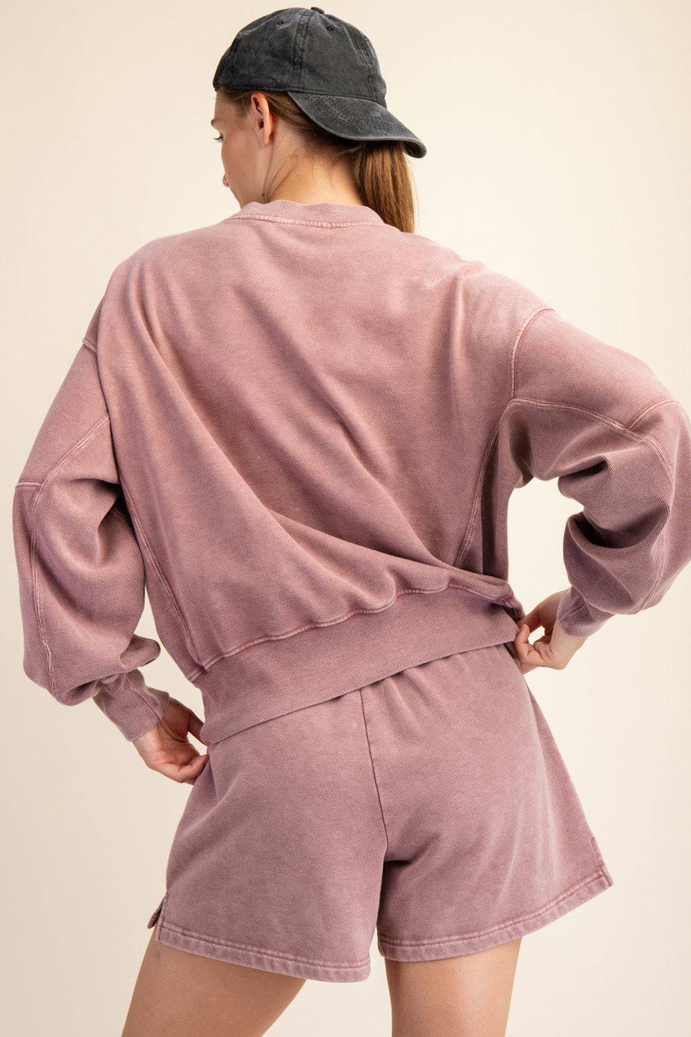 Mineral Washed French Terry Short Set - Hype Up