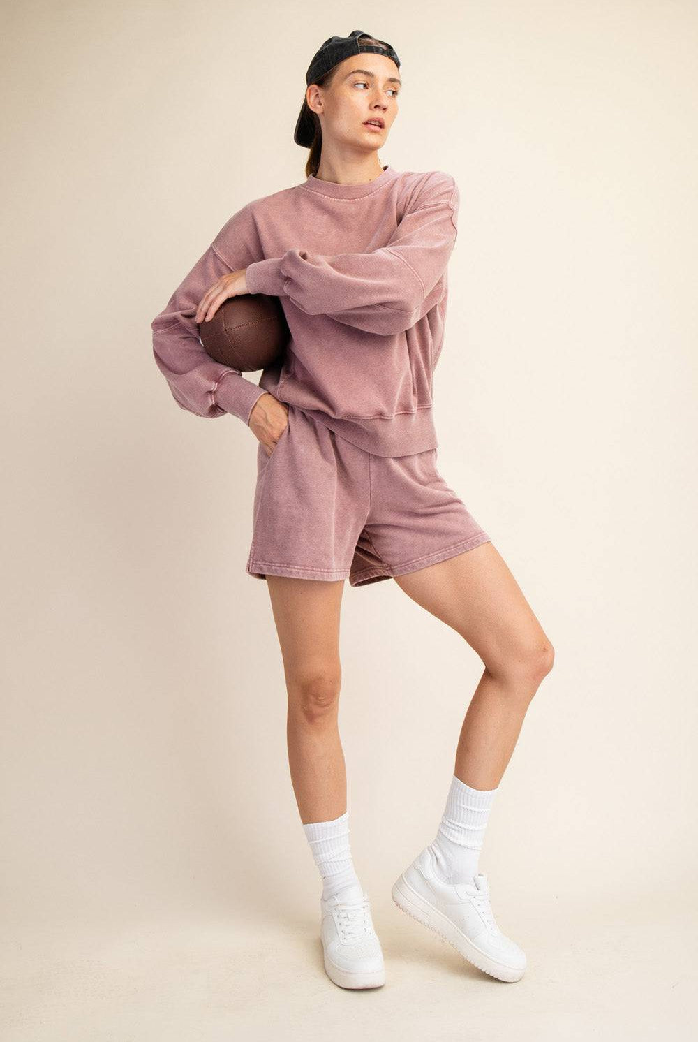 Mineral Washed French Terry Short Set - Hype Up