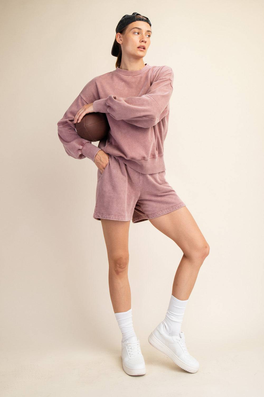 Mineral Washed French Terry Short Set - Hype Up