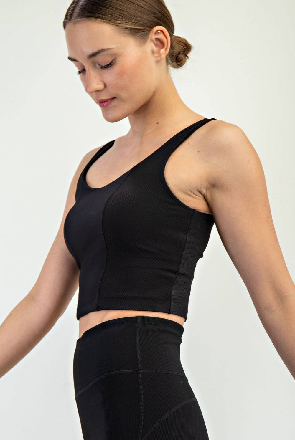 Nylon Rib V-neck Tank - Hype Up