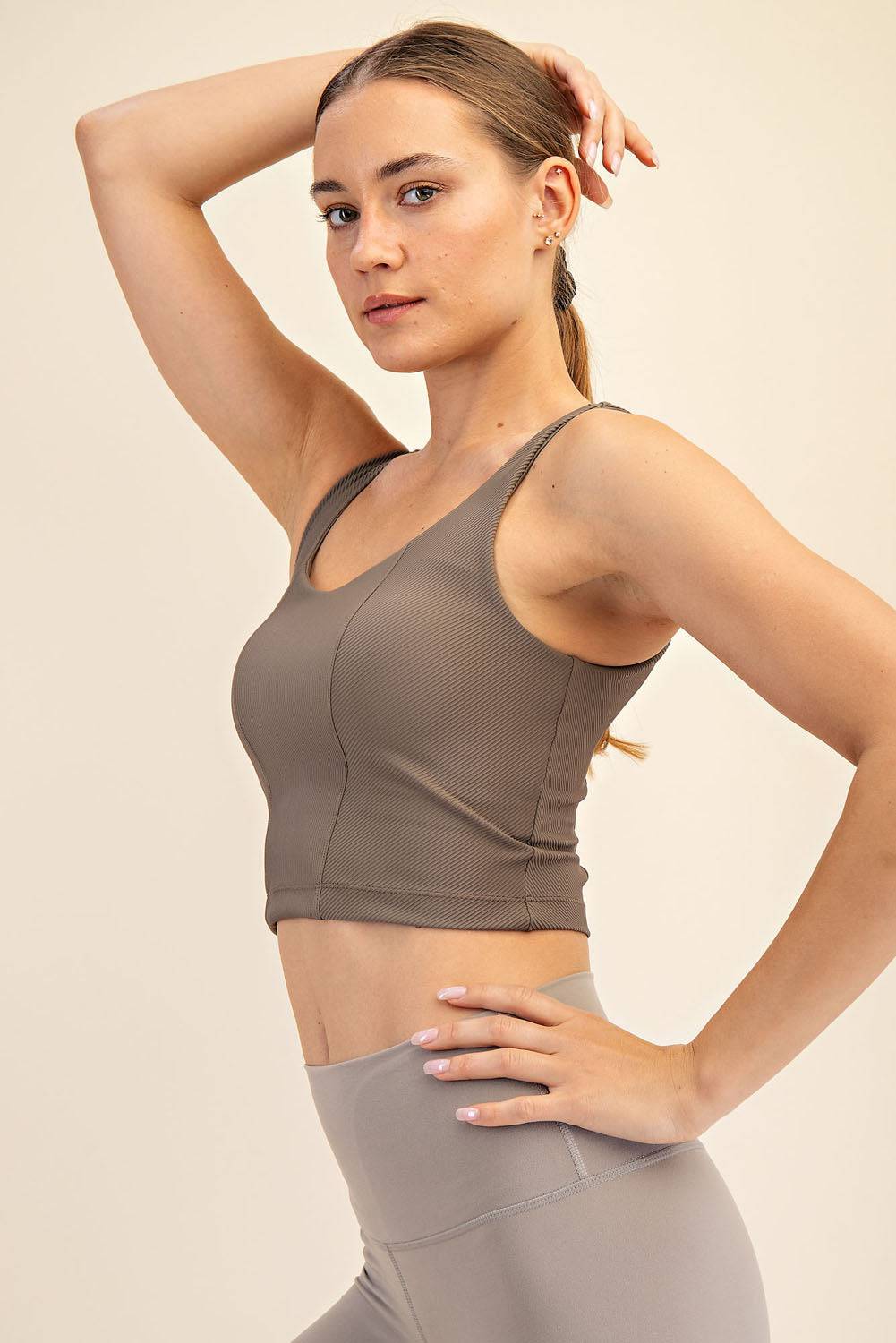 Nylon Rib V-neck Tank - Hype Up