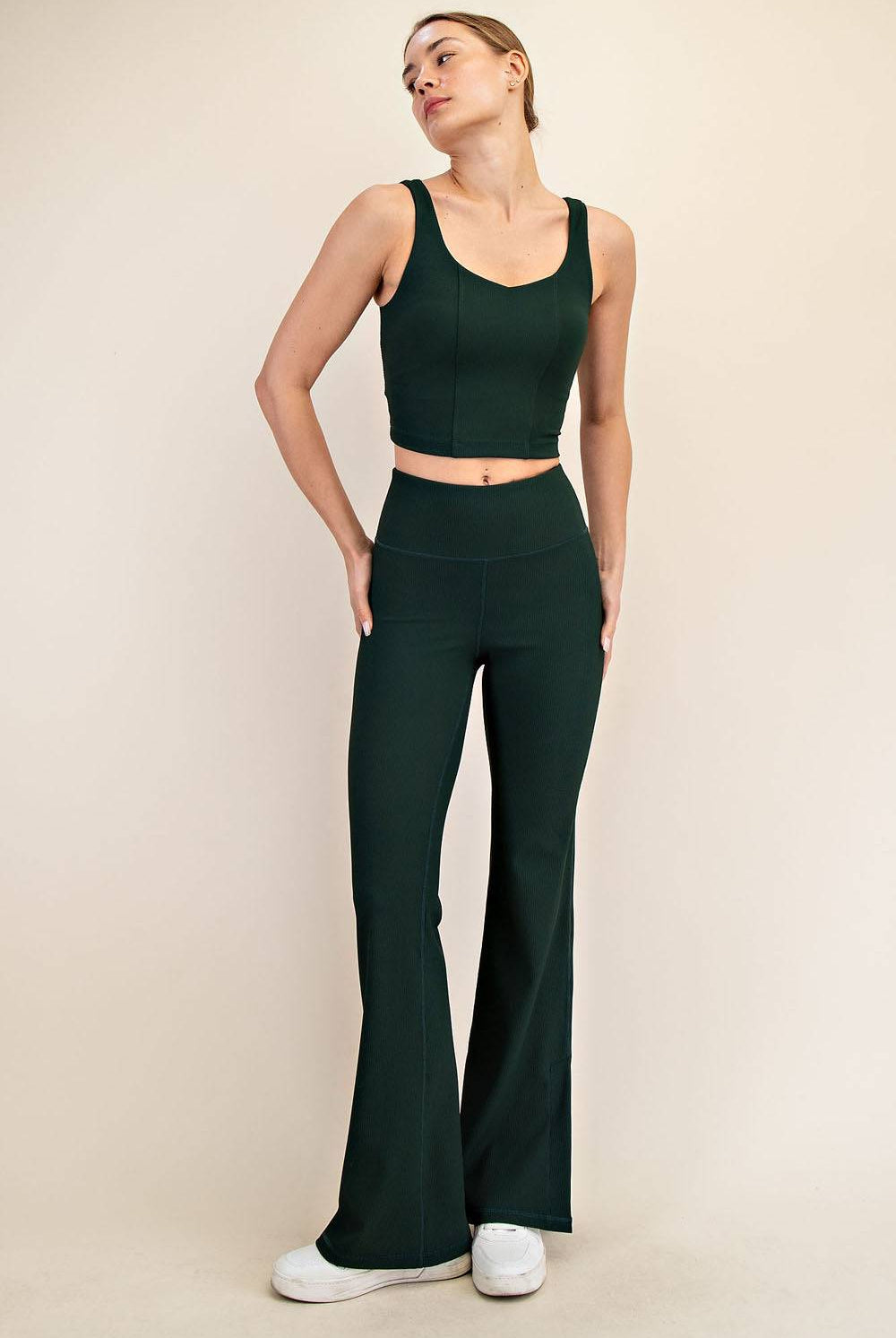 Nylon Rib V-neck Tank - Hype Up