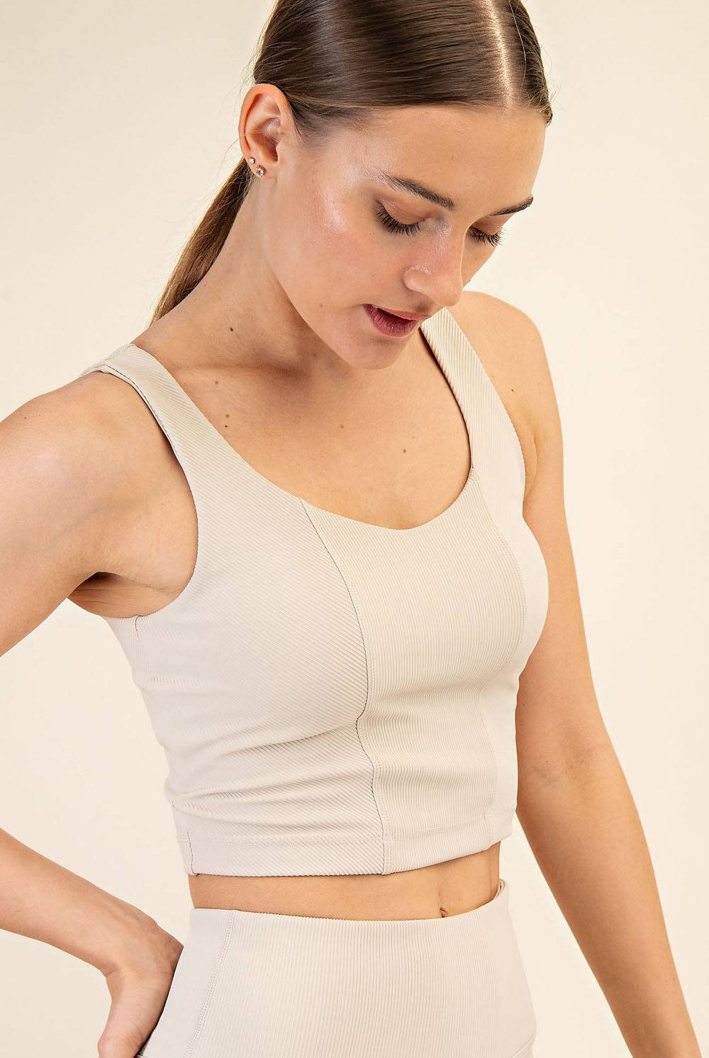 Nylon Rib V-neck Tank - Hype Up