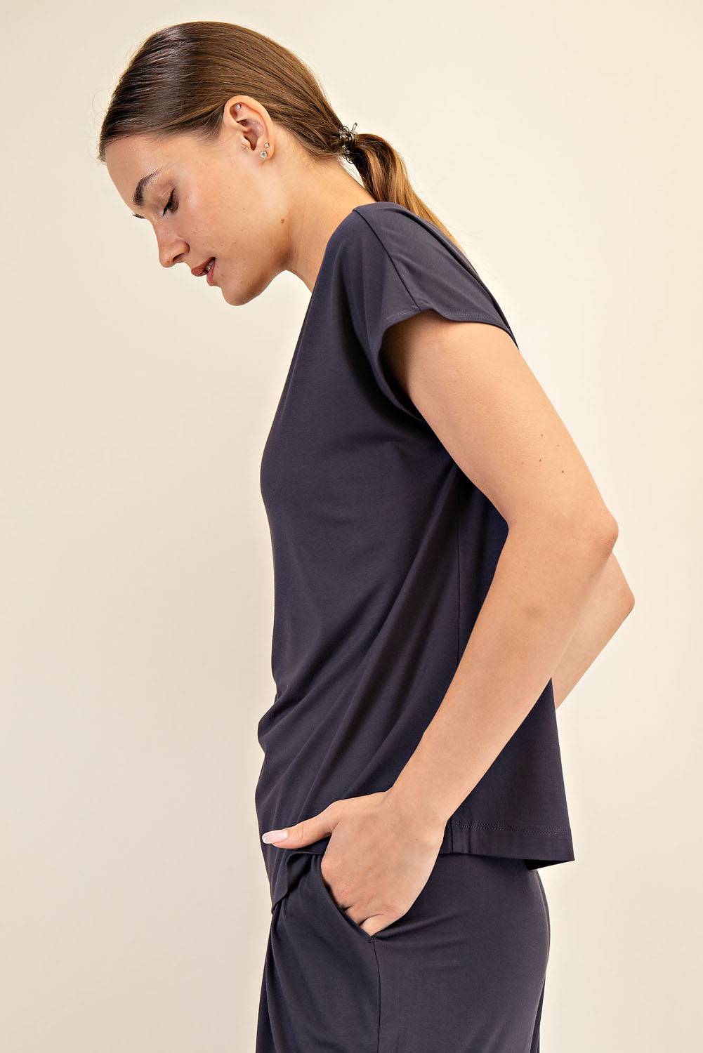 Viscose Modal Boat Neck Top - Hype Up