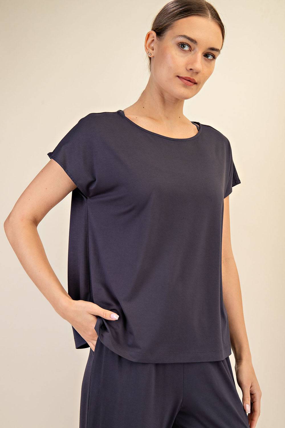 Viscose Modal Boat Neck Top - Hype Up