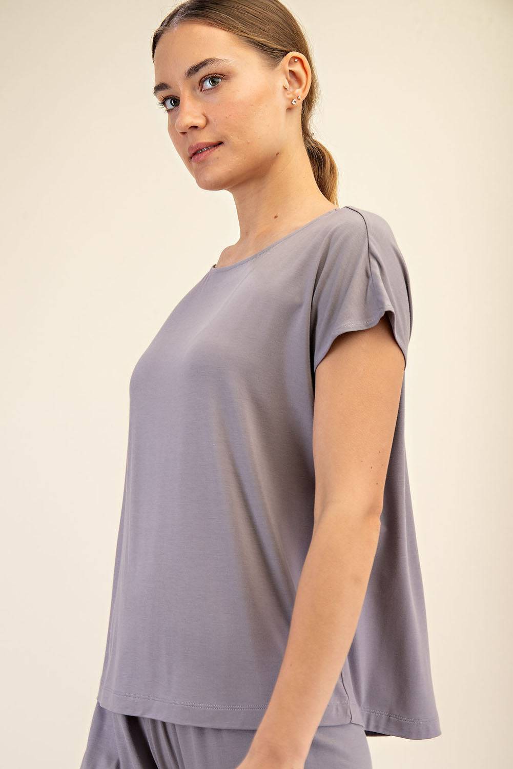Viscose Modal Boat Neck Top - Hype Up