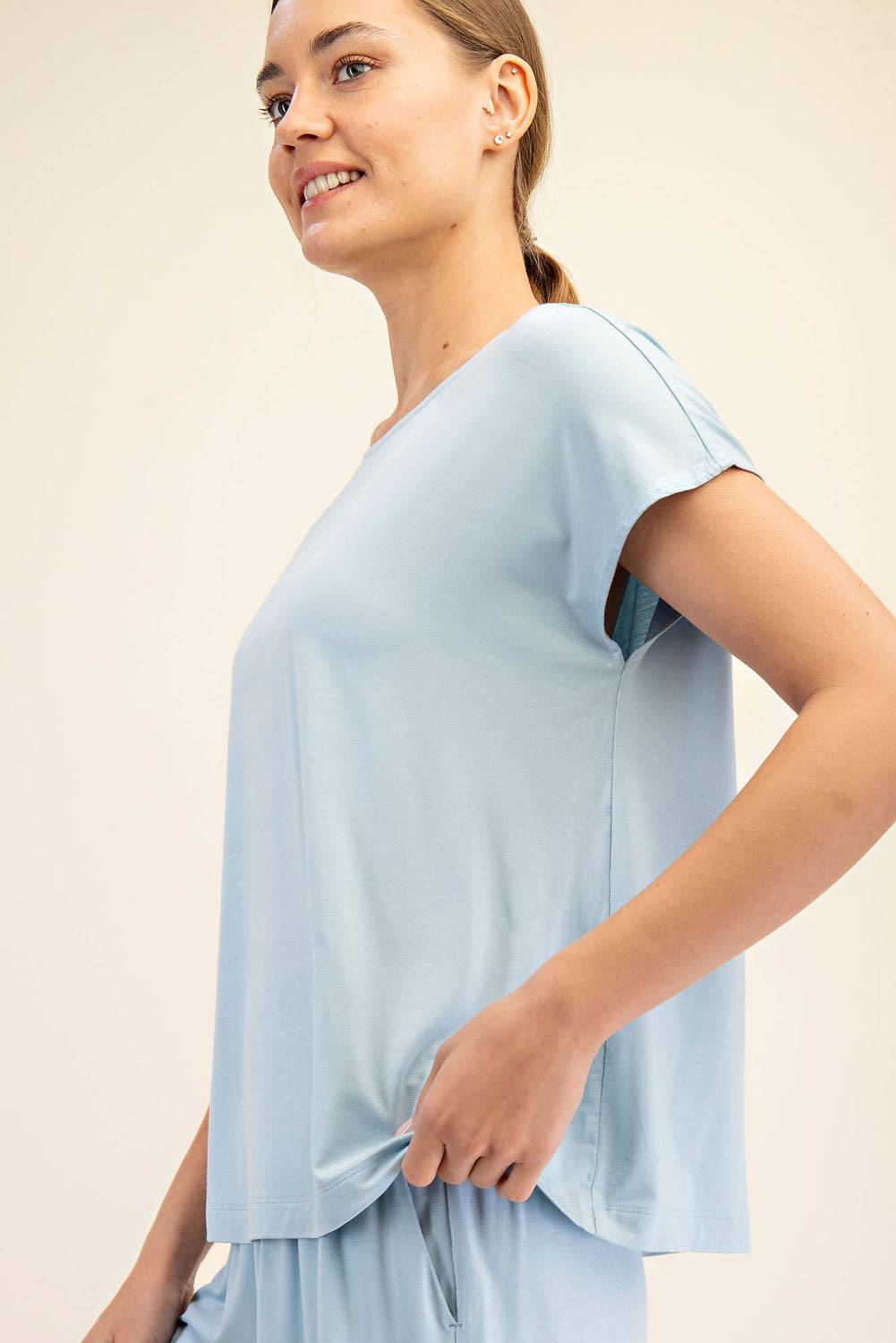 Viscose Modal Boat Neck Top - Hype Up