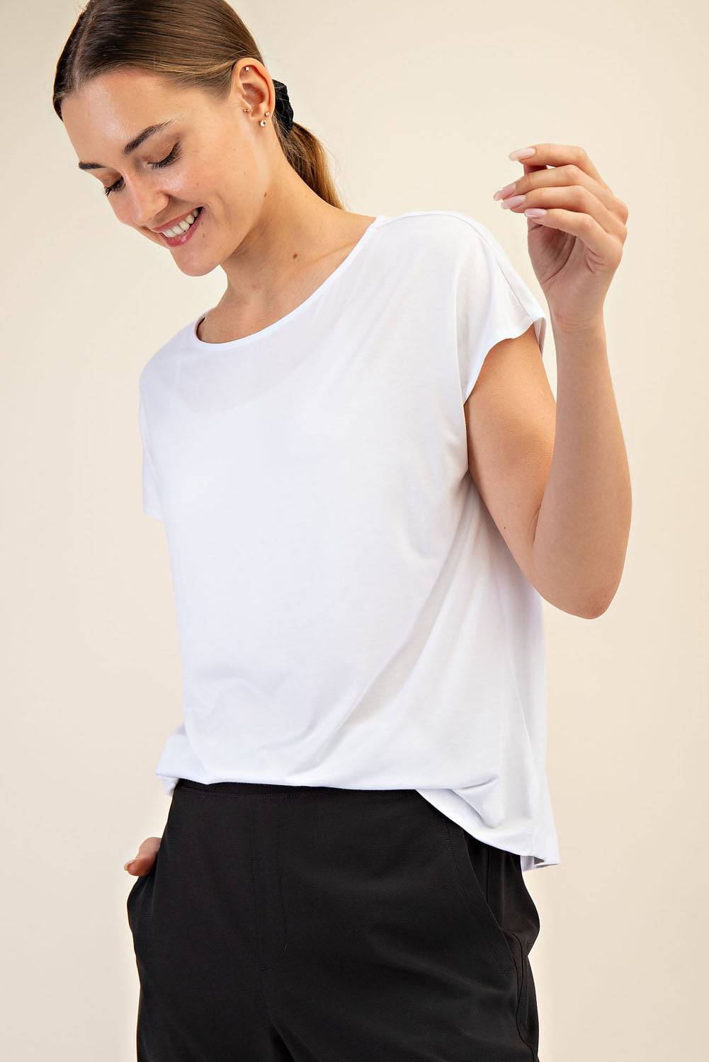 Viscose Modal Boat Neck Top - Hype Up