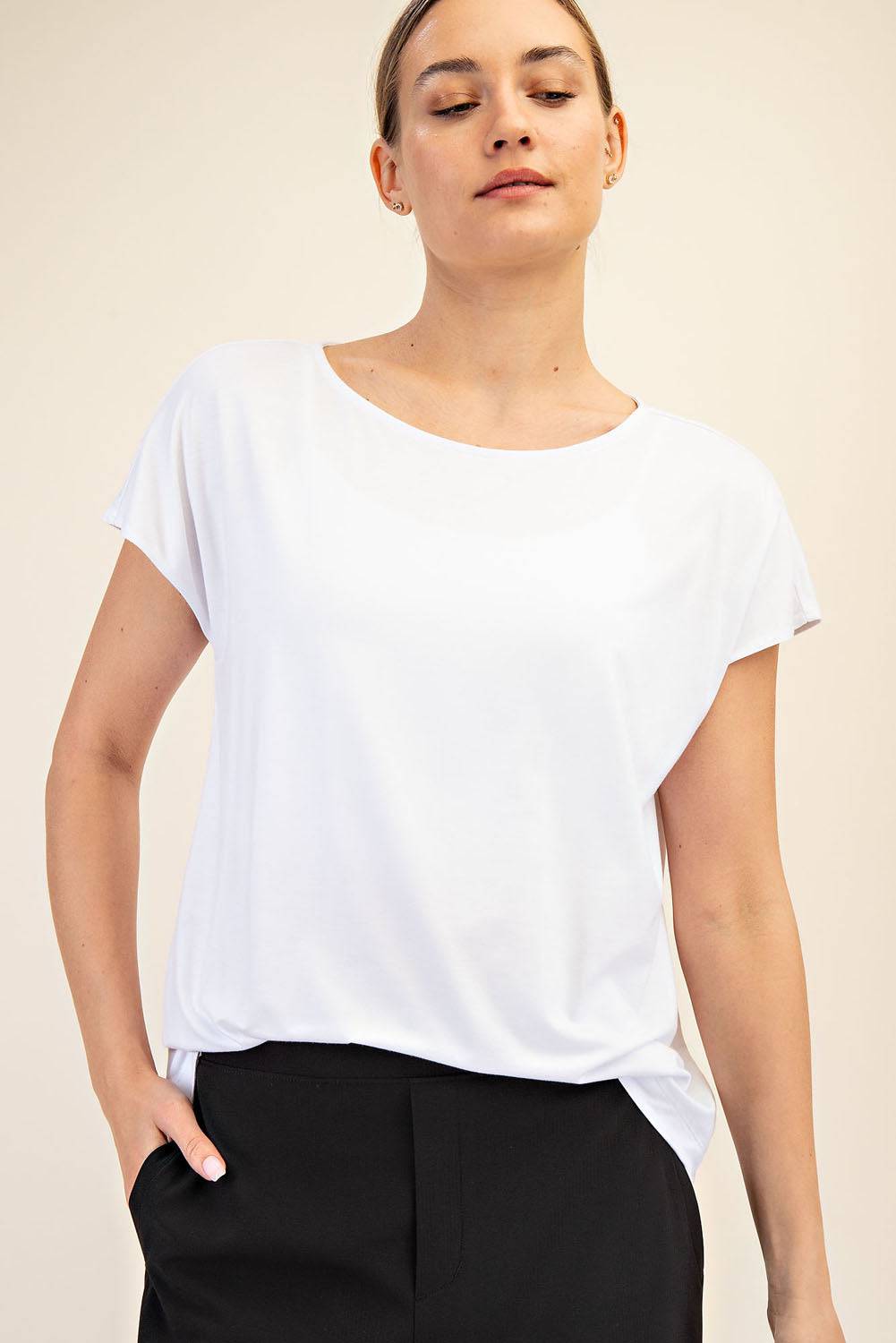 Viscose Modal Boat Neck Top - Hype Up