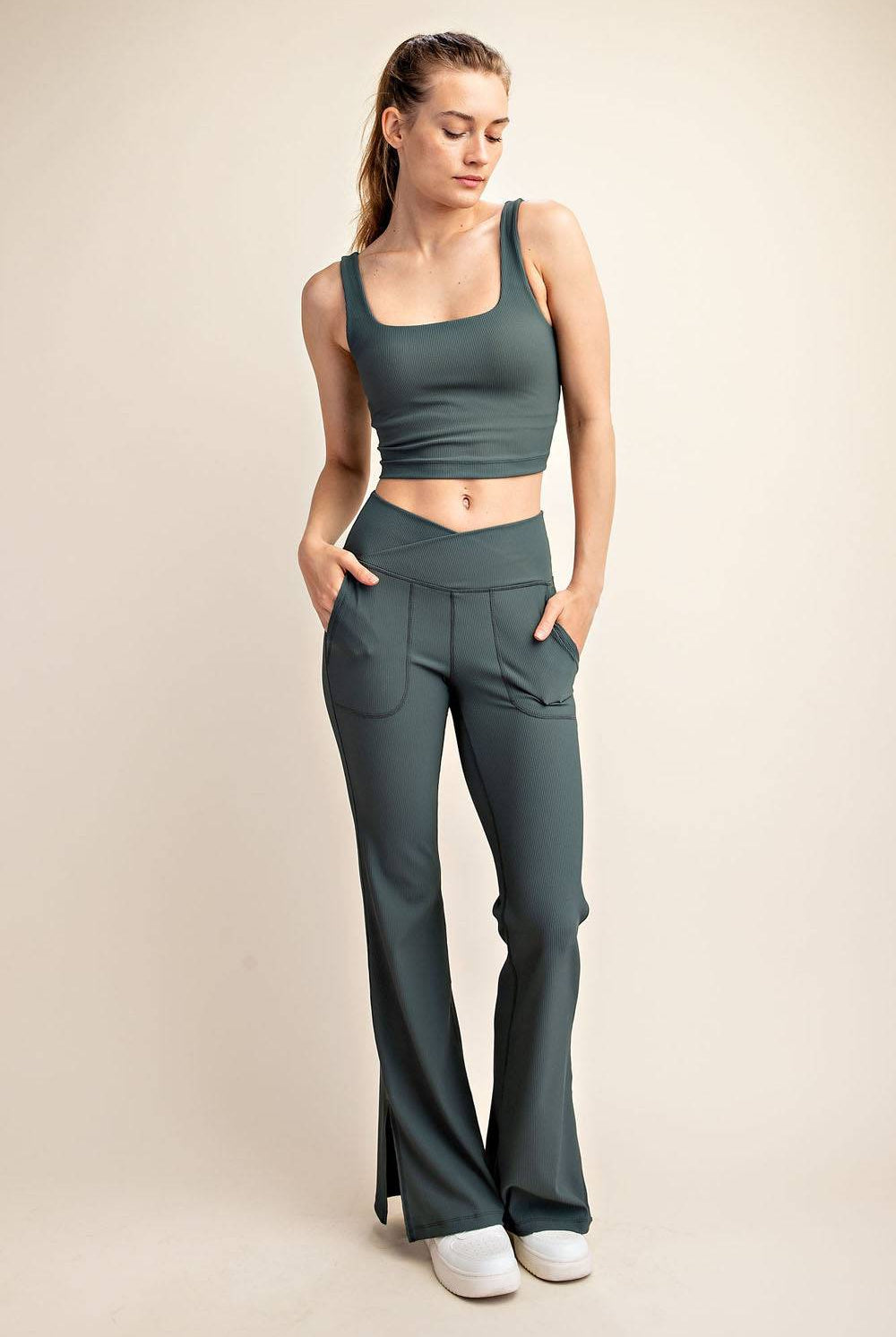 Nylon Rib Square Neck Top - Hype Up