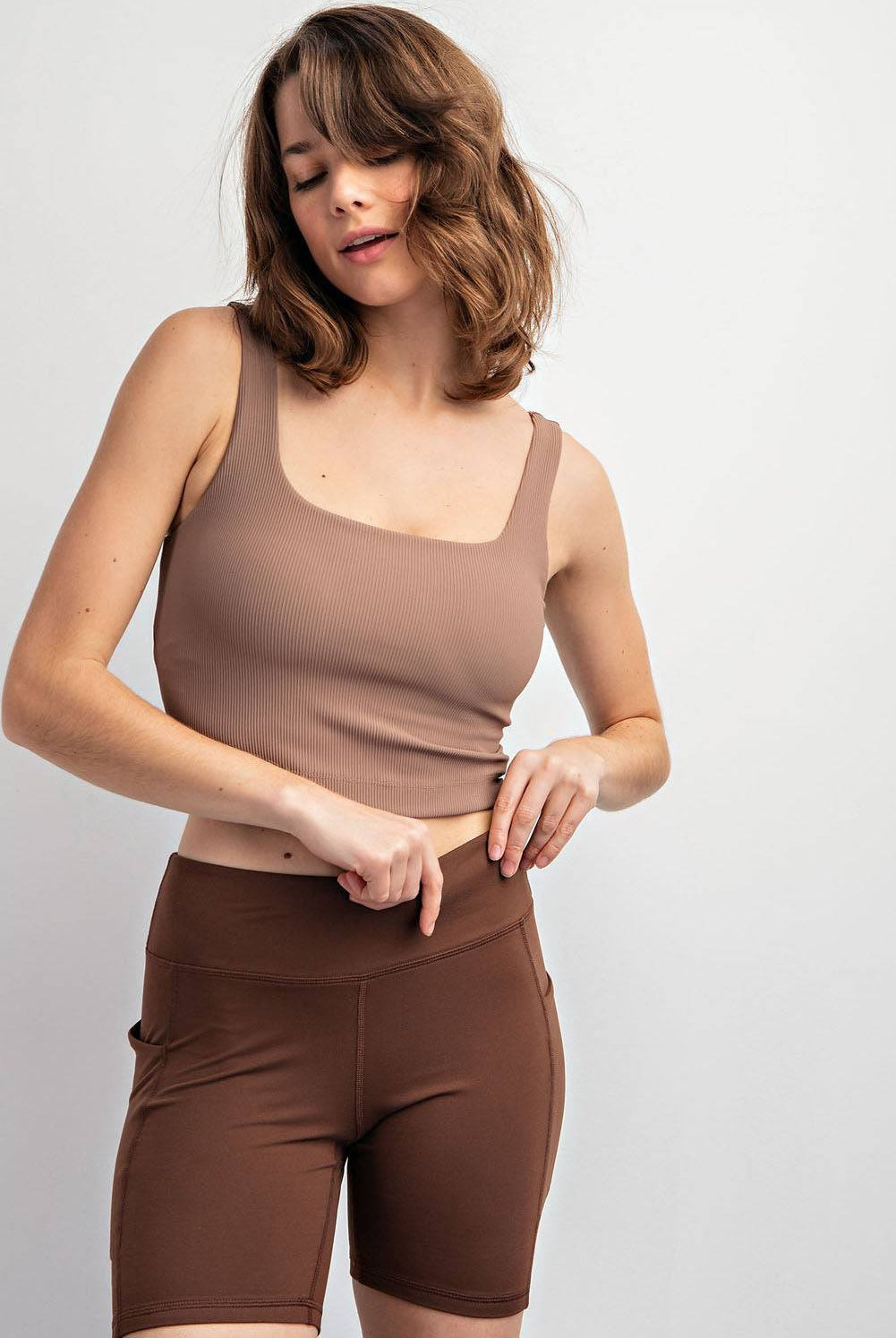 Nylon Rib Square Neck Top - Hype Up