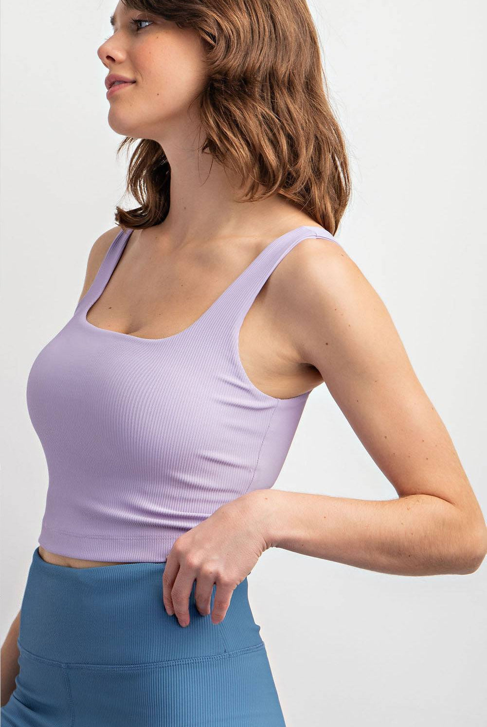 Nylon Rib Square Neck Top - Hype Up